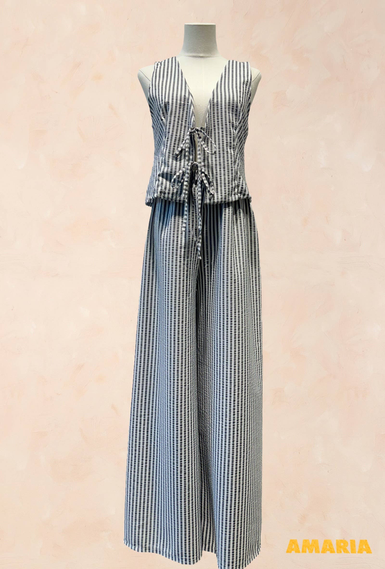 Ensemble gilet sans manches/ pantalon estival imprimé