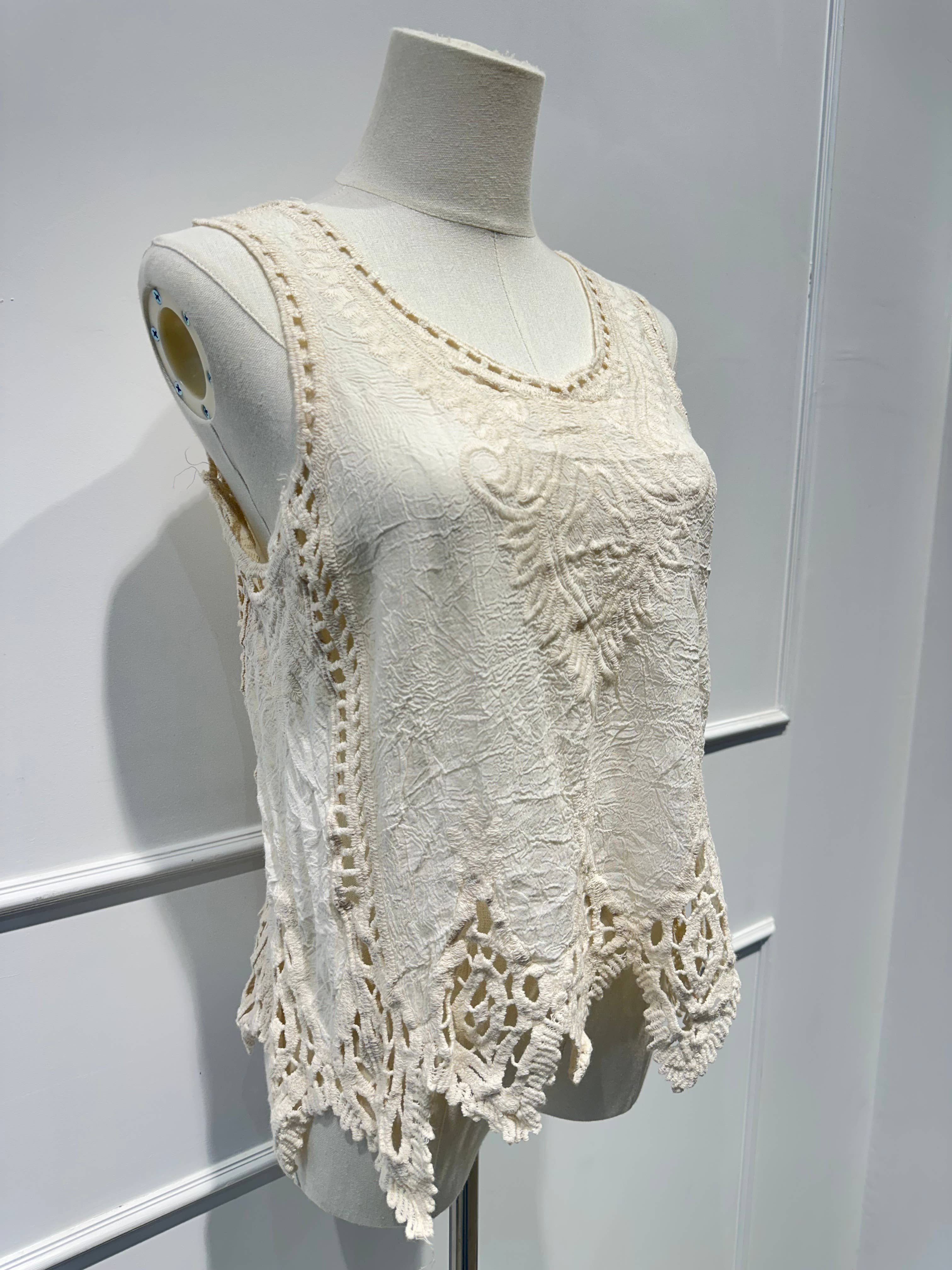 Débardeur Brodé en Dentelle