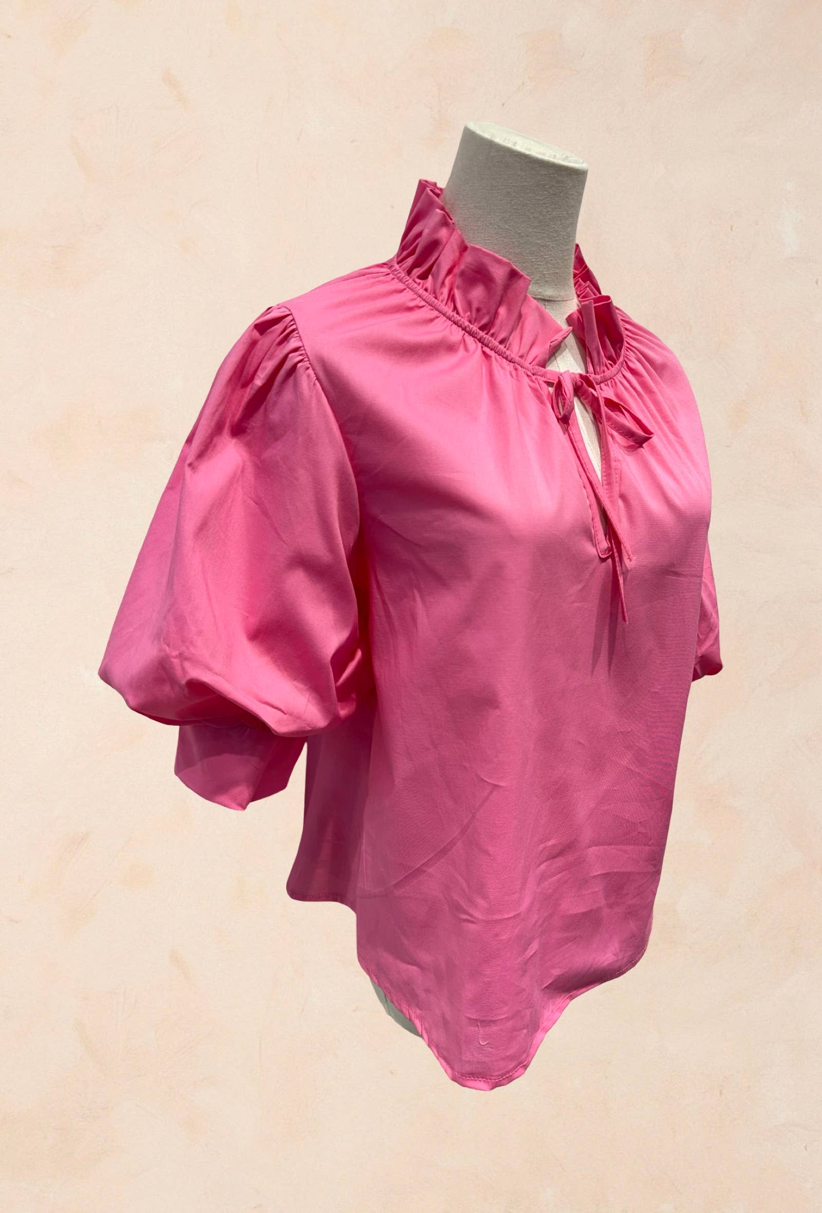 Blouse à Col Volanté et Manches Bouffantes COTON