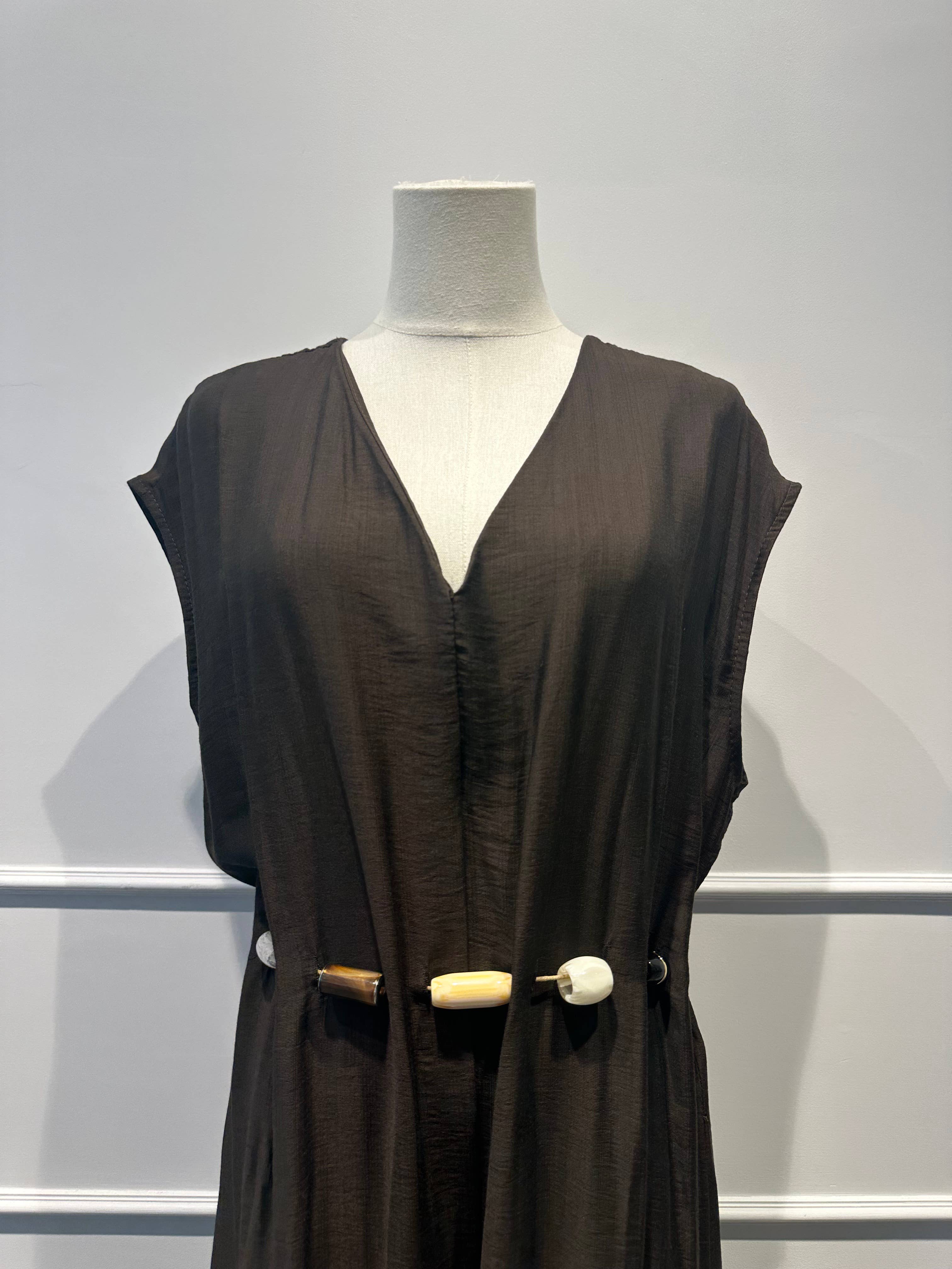 Robe Combinaison Longue avec Ceinture de Perles