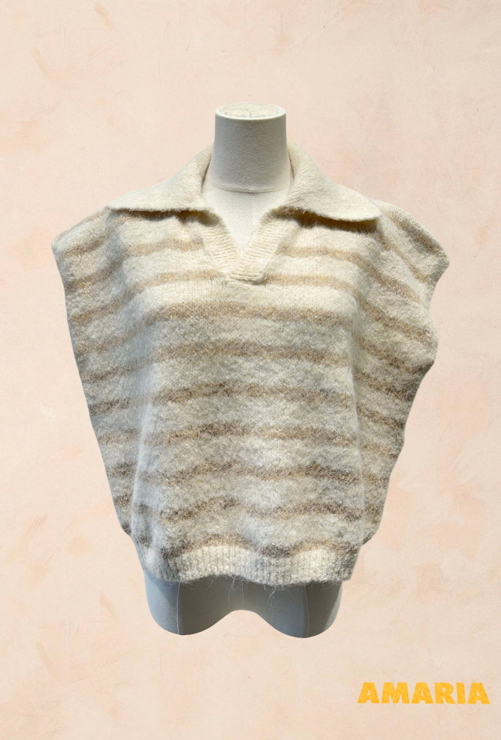 Pull sans manches à rayures avec col LAINE