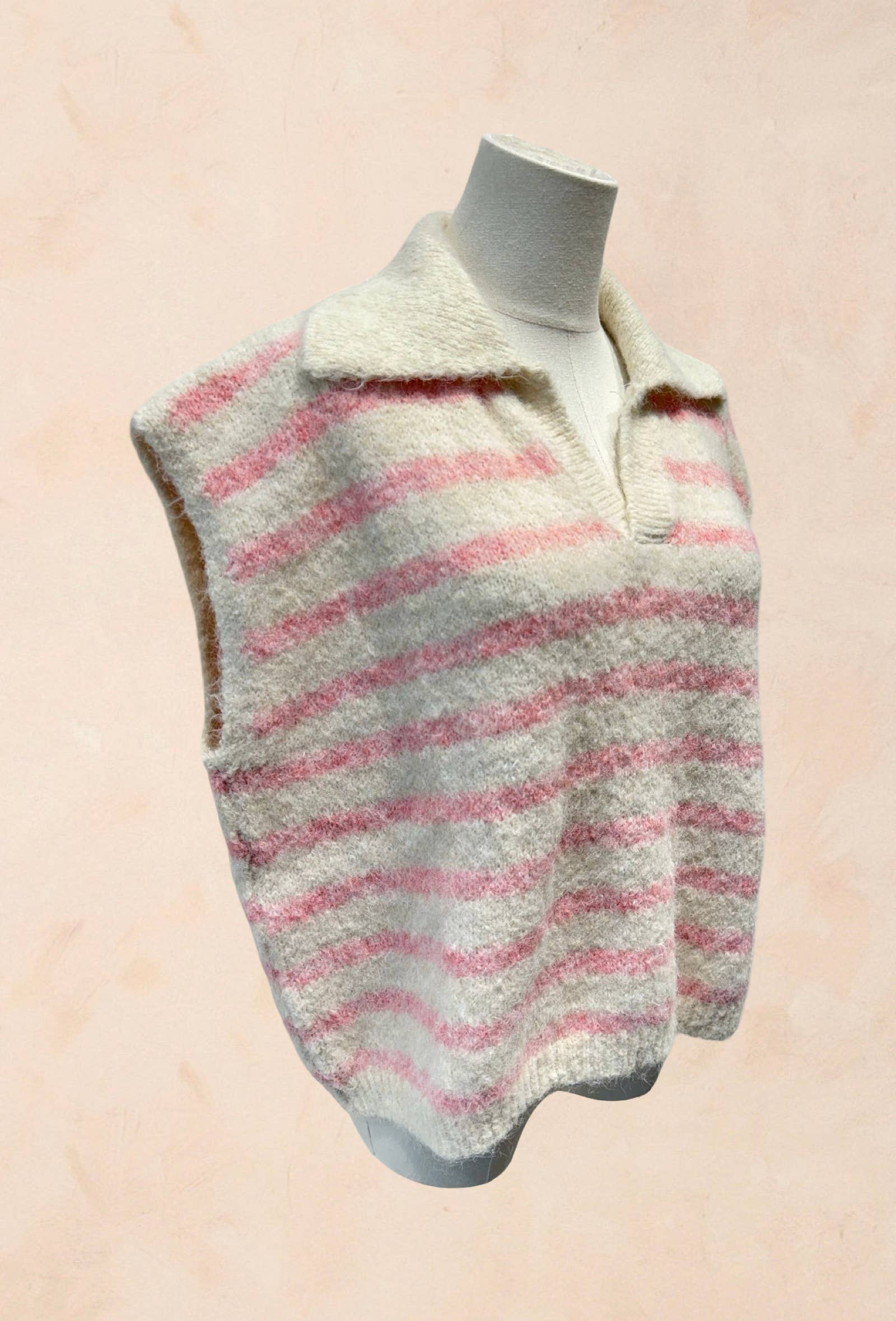 Pull sans manches à rayures avec col LAINE