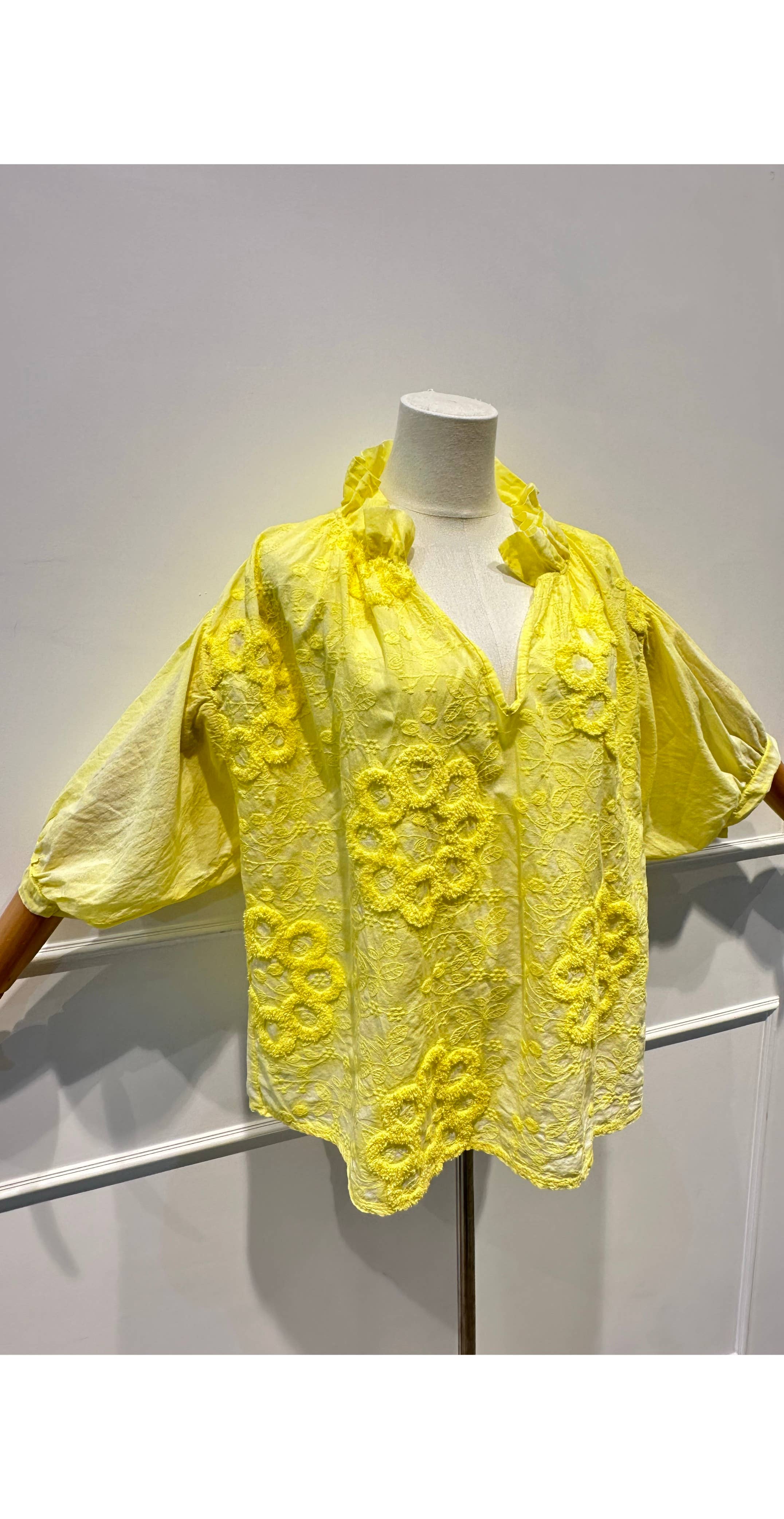 Blouse Brodée à Manches Bouffantes Broderie en Relief