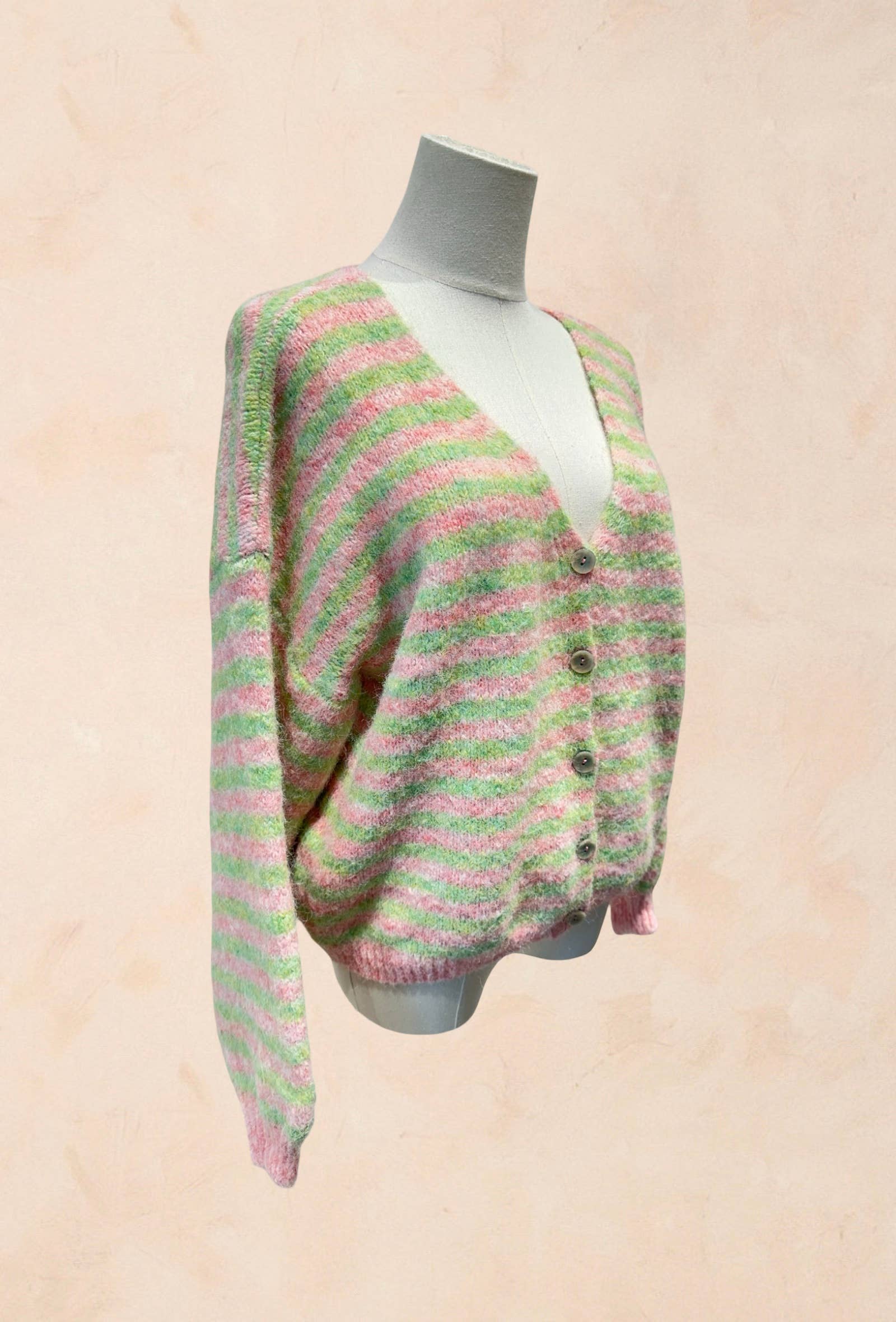 Gilet rayé oversize en maille douce LAINE