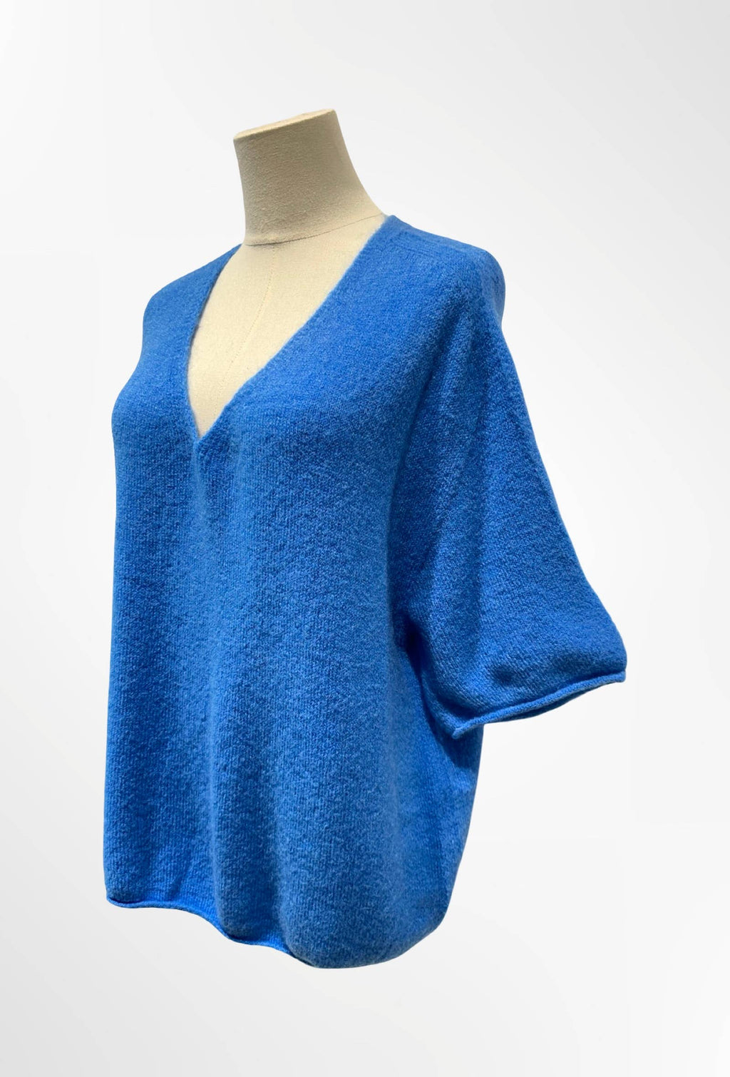 Pull col V manches courtes ALPAGA/ LAINE