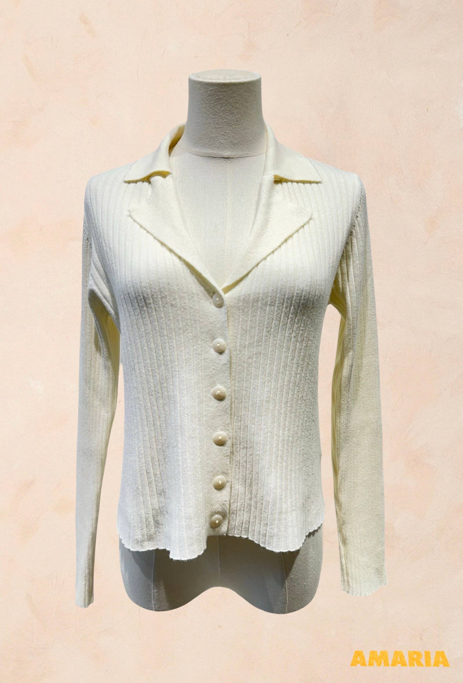 Gilet Boutonné Côtelé à Col Tailleur VISCOSE