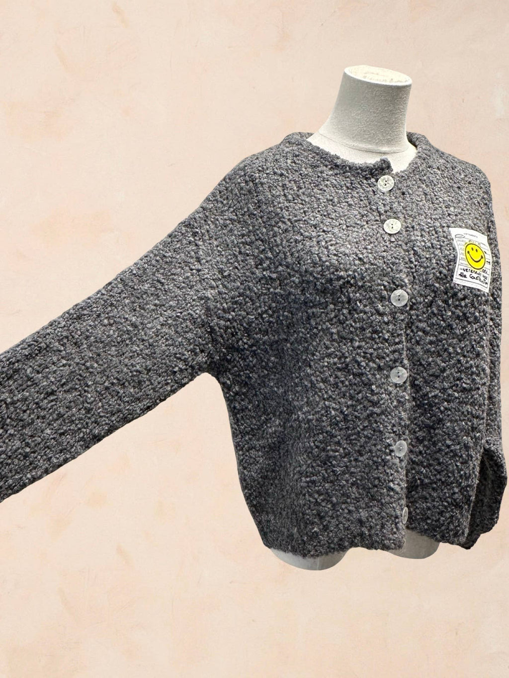Gilet bouclette avec patch Smiley LAINE APLAGA