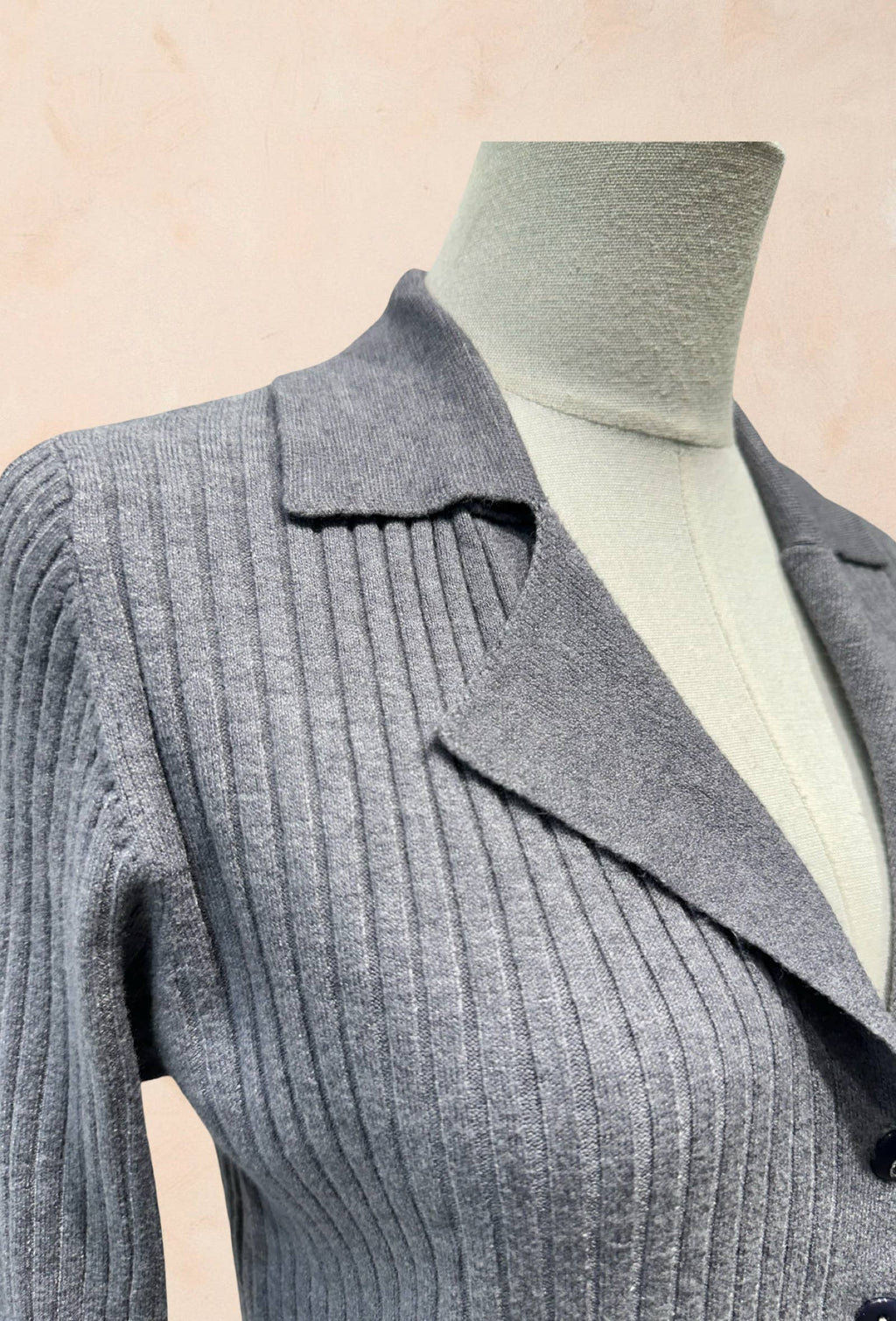 Gilet Boutonné Côtelé à Col Tailleur VISCOSE