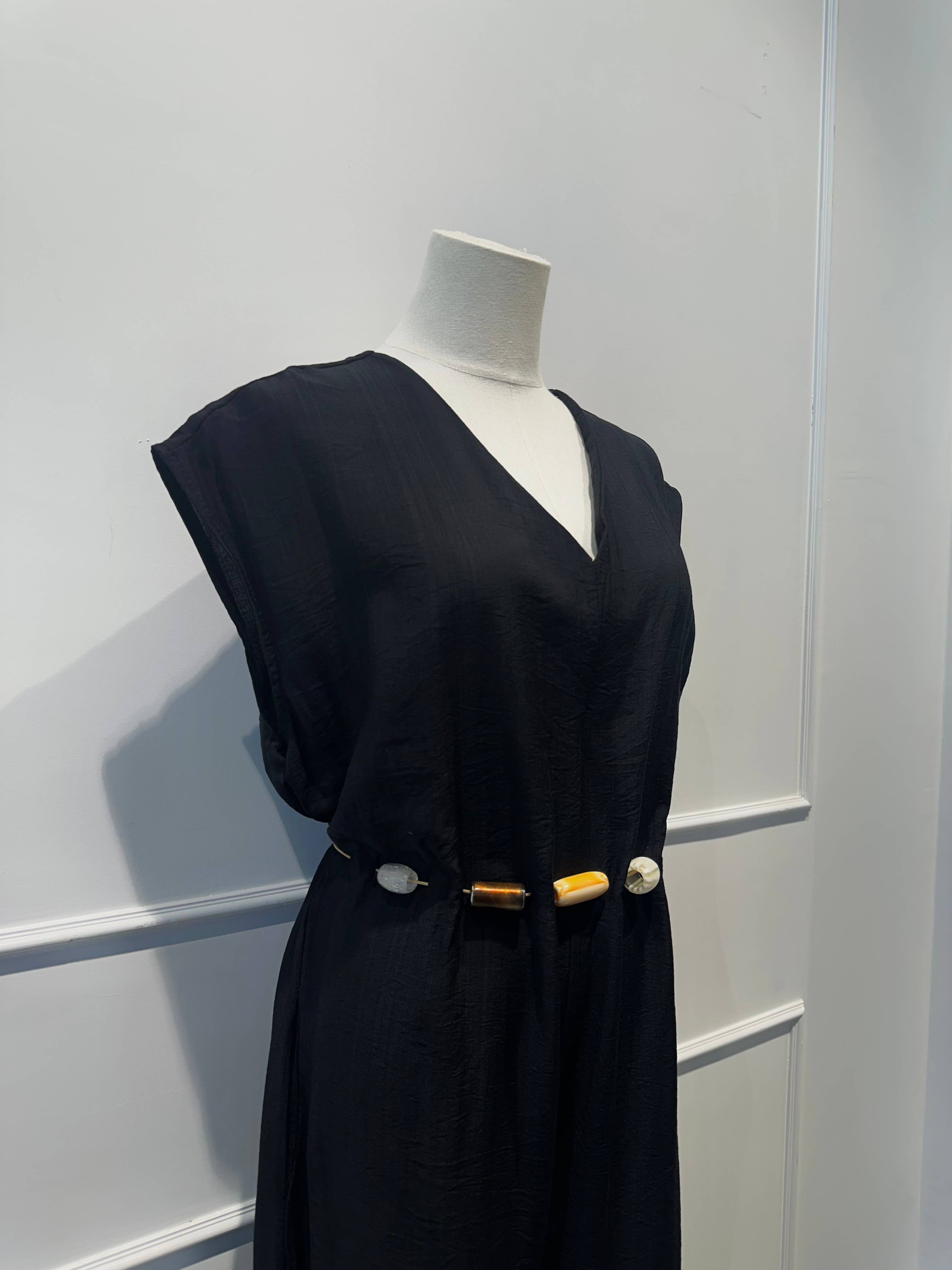 Robe Combinaison Longue avec Ceinture de Perles