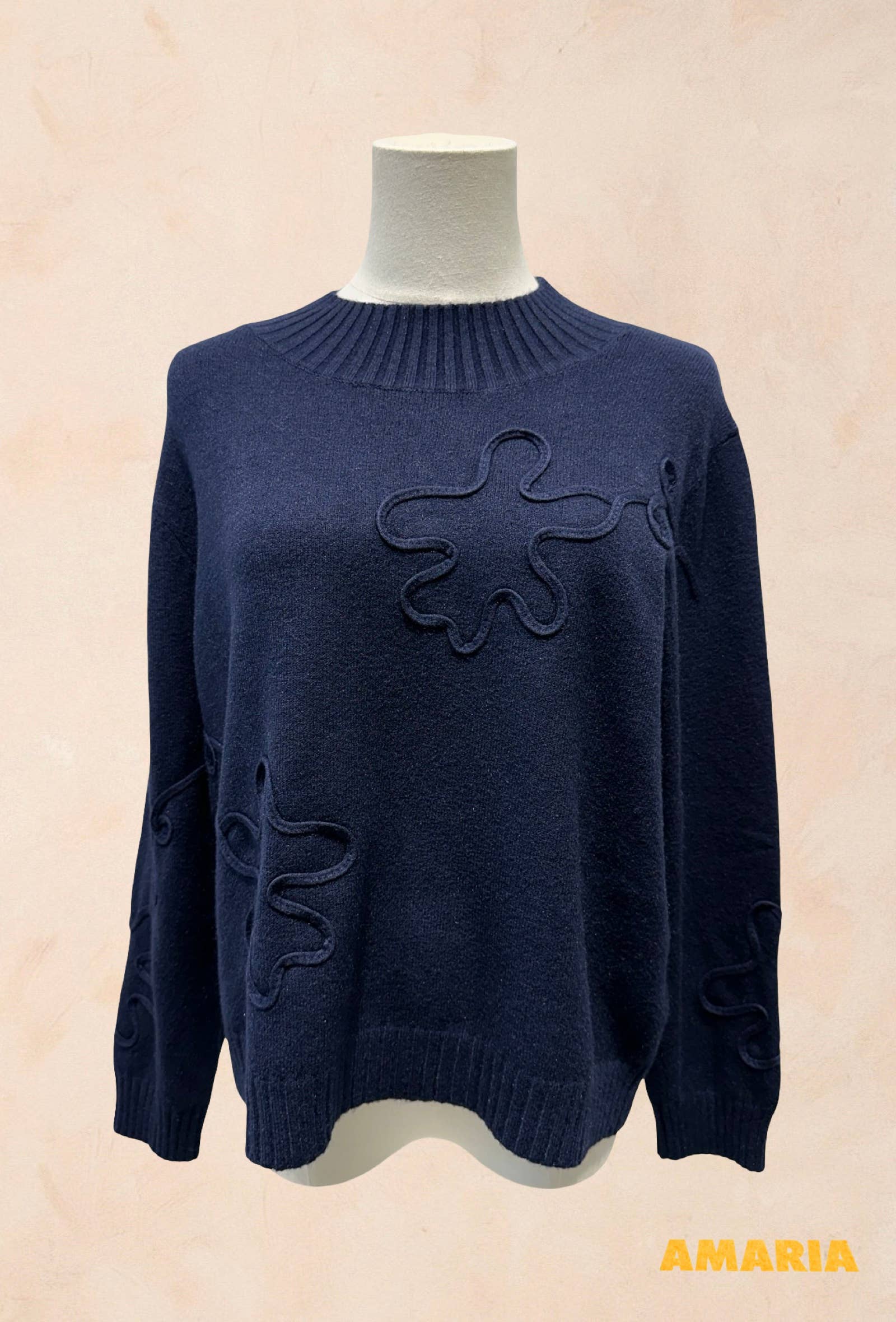 Pull Manches Longues à Motifs Reliefs Abstraits