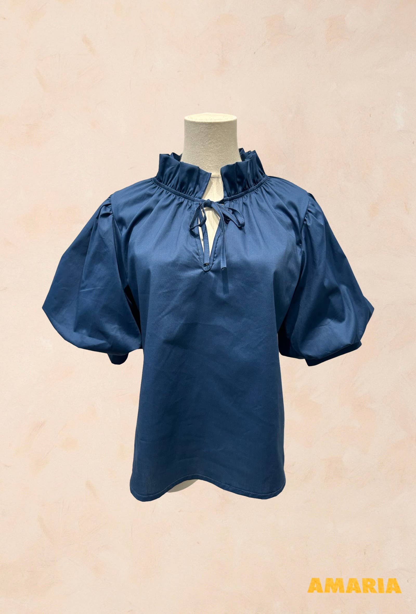 Blouse à Col Volanté et Manches Bouffantes COTON