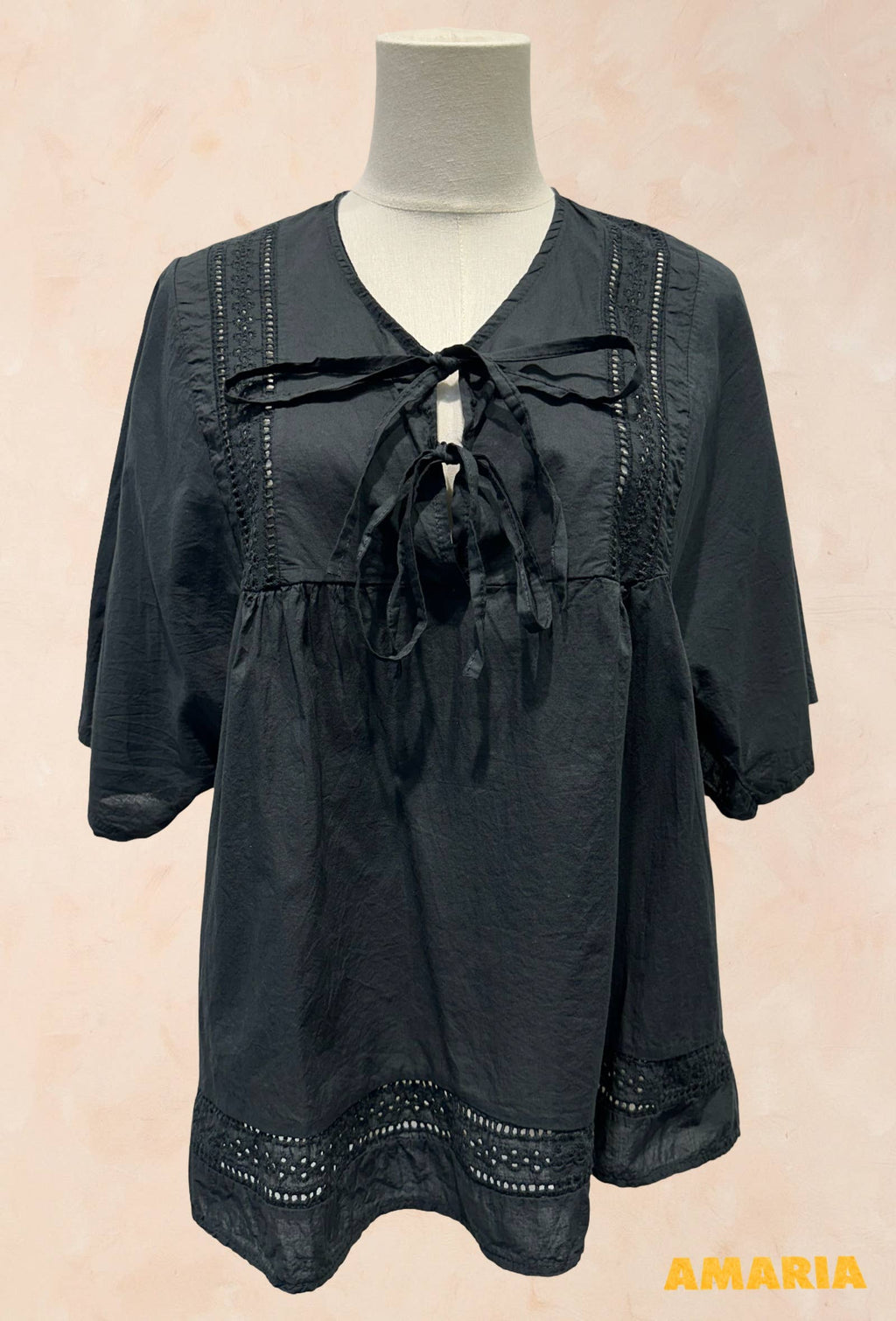 Blouse à Manches Papillon & Détails Brodés