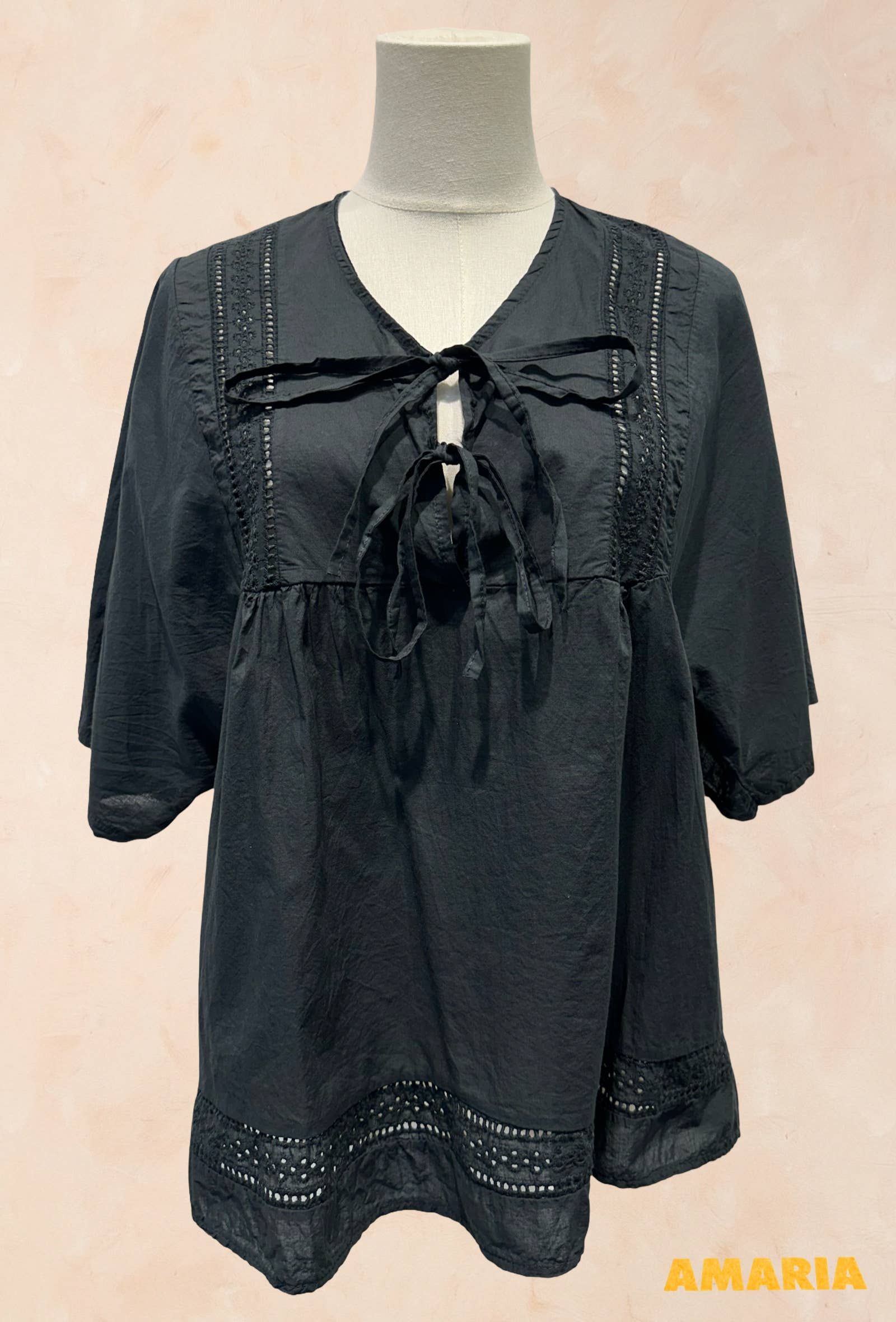 Blouse à Manches Papillon & Détails Brodés