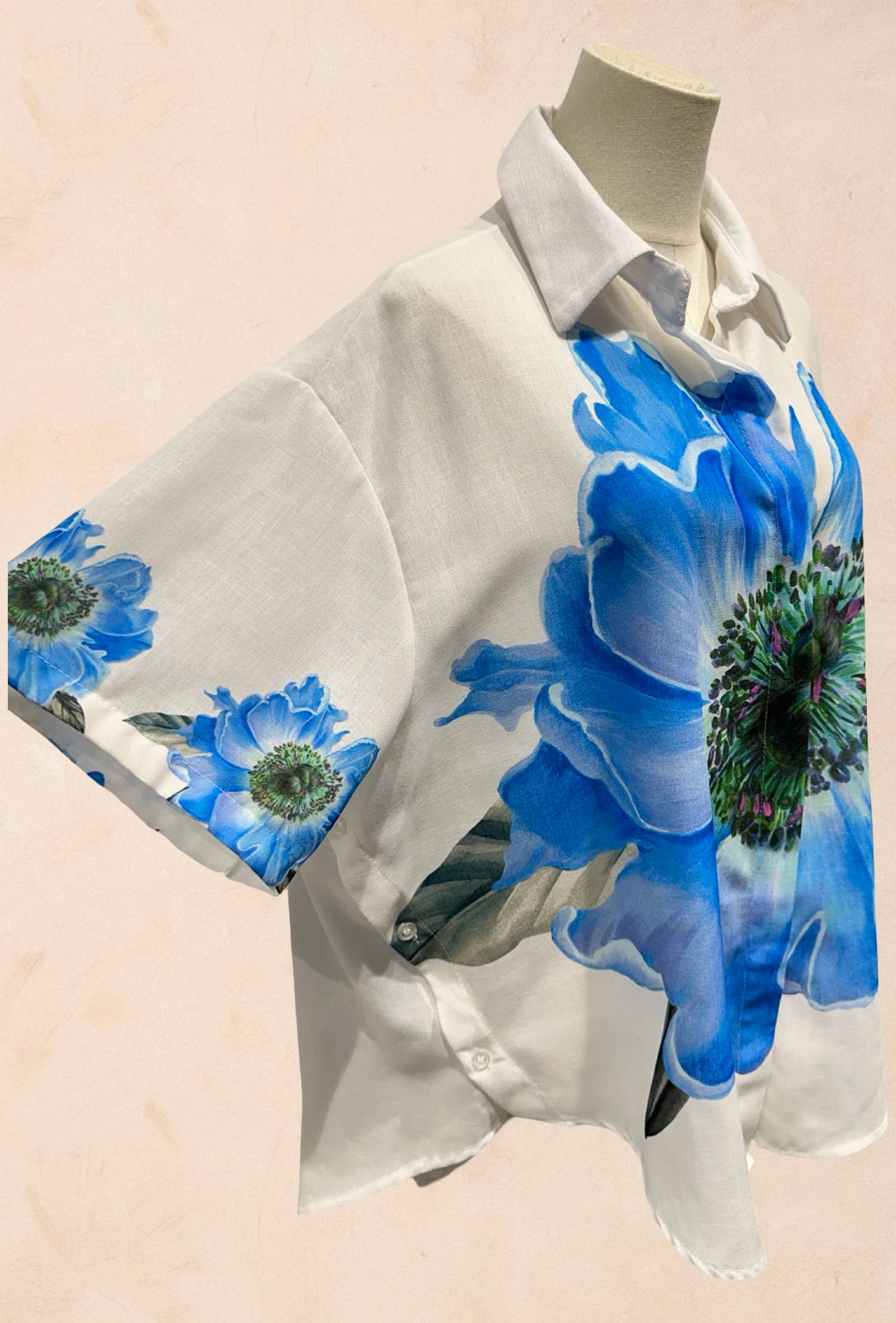 Chemise blanche à fleurs oversize Lin