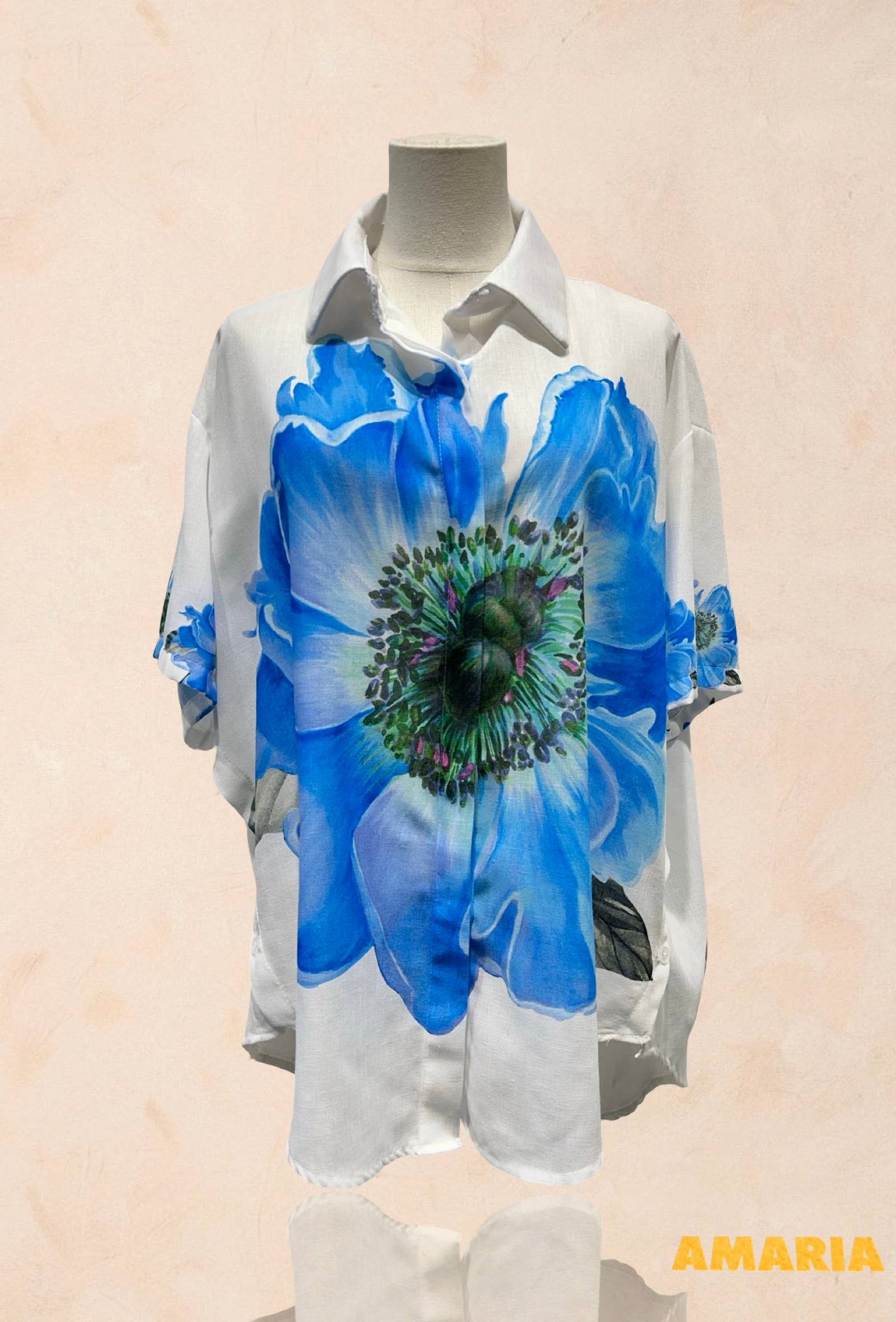 Chemise blanche à fleurs oversize Lin