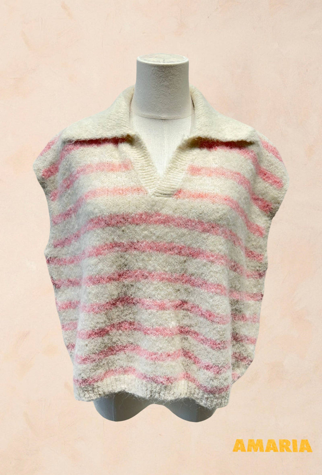 Pull sans manches à rayures avec col LAINE