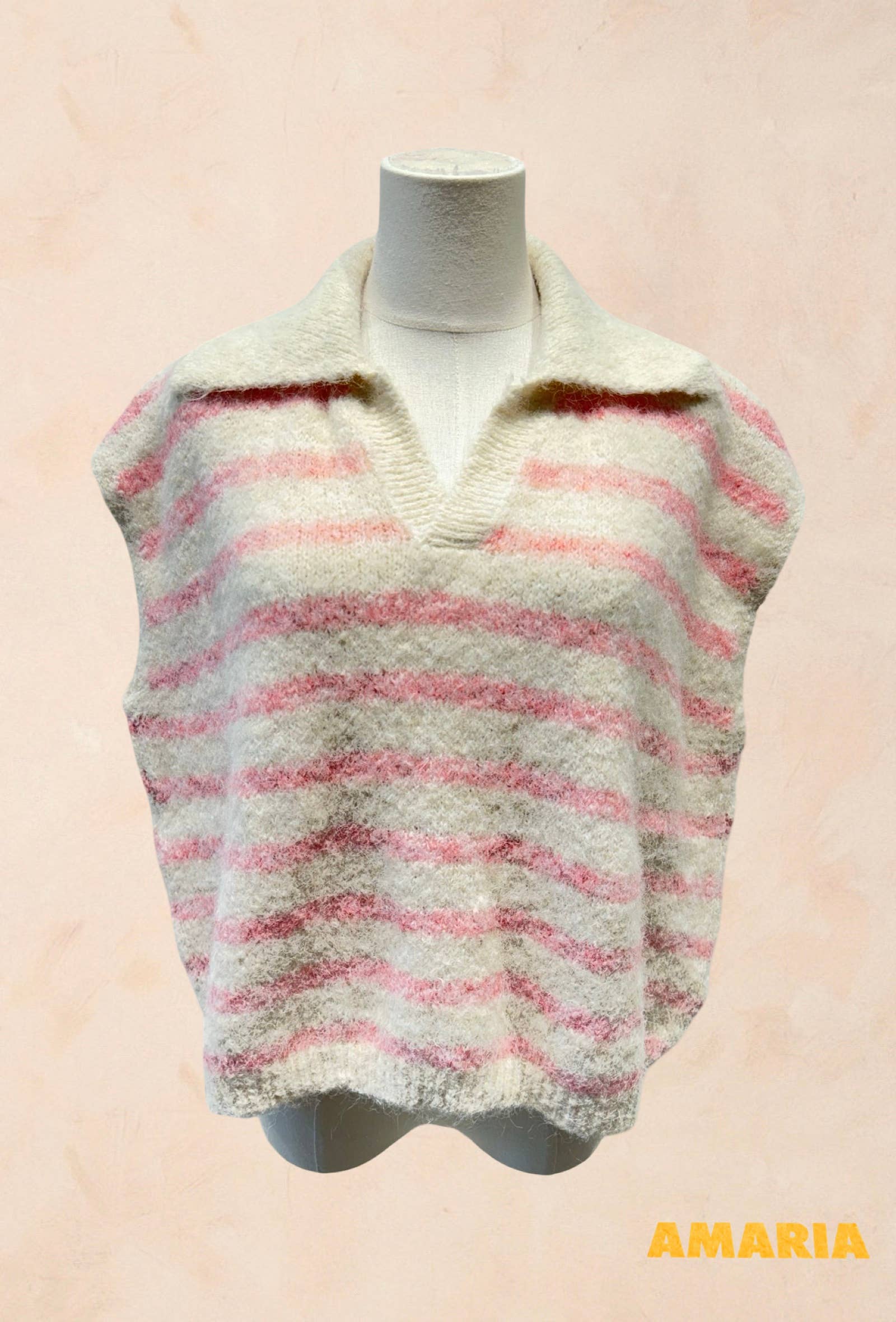 Pull sans manches à rayures avec col LAINE