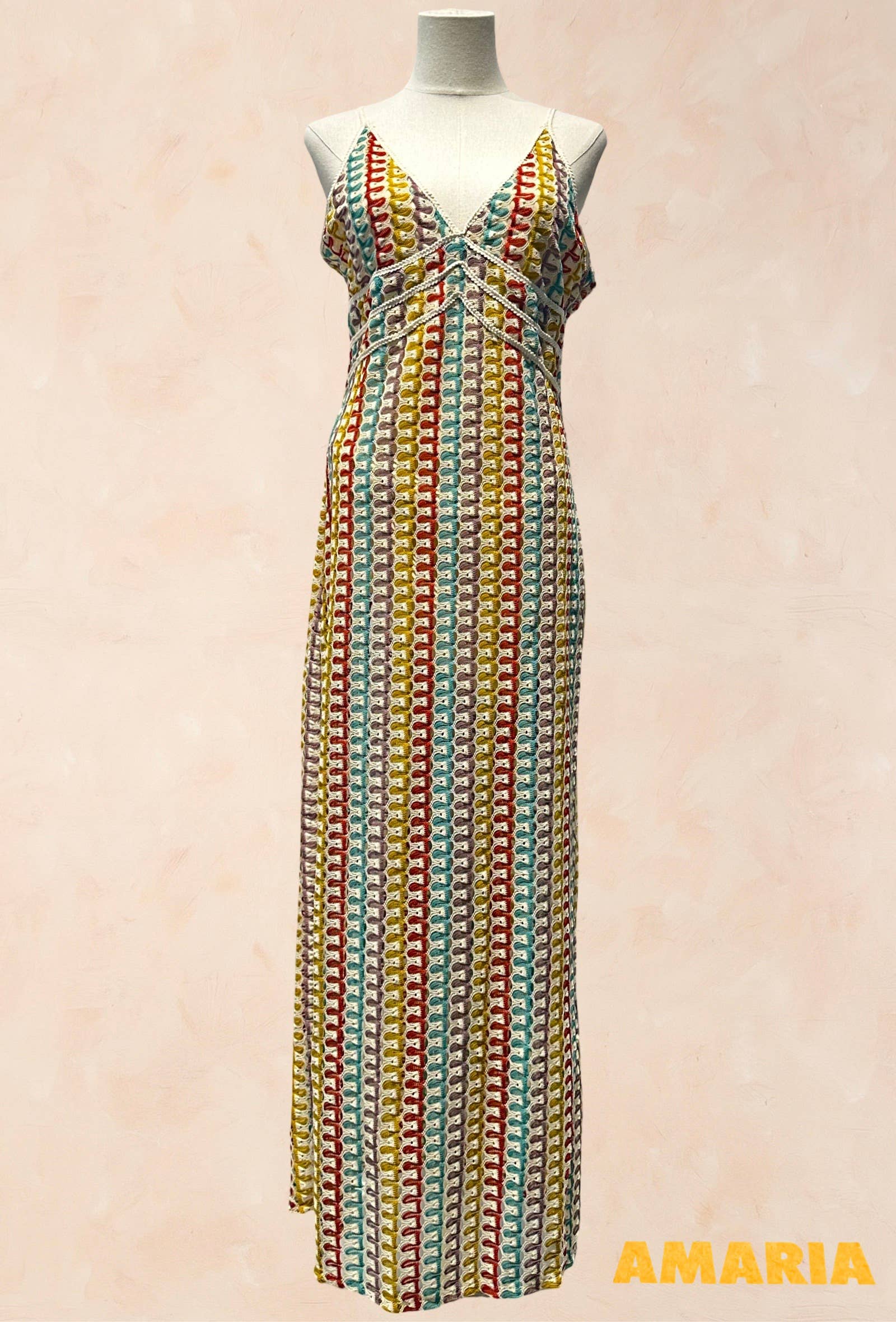 Robe longue crochet multicolore