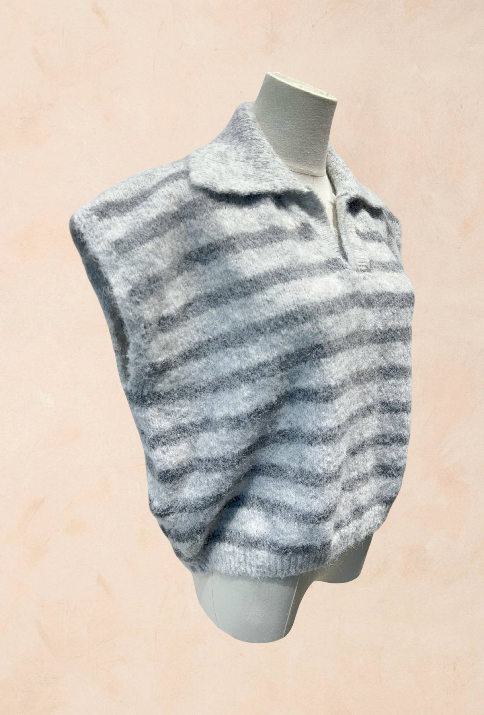 Pull sans manches à rayures avec col LAINE