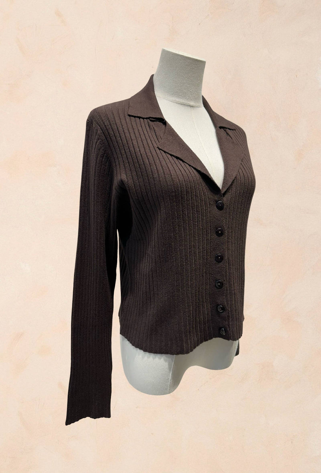 Gilet Boutonné Côtelé à Col Tailleur VISCOSE