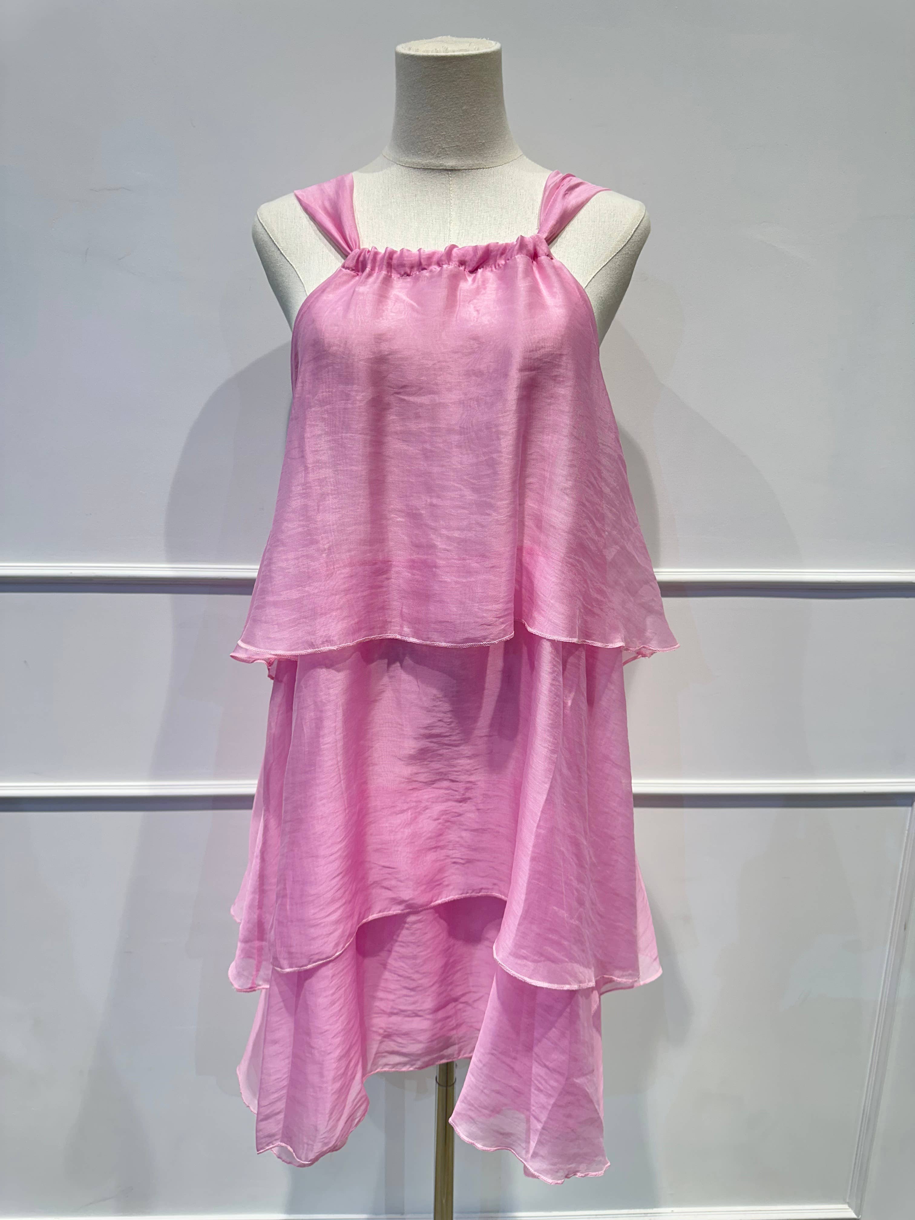 Robe à Volants à Bretelles et Nœud Déco
