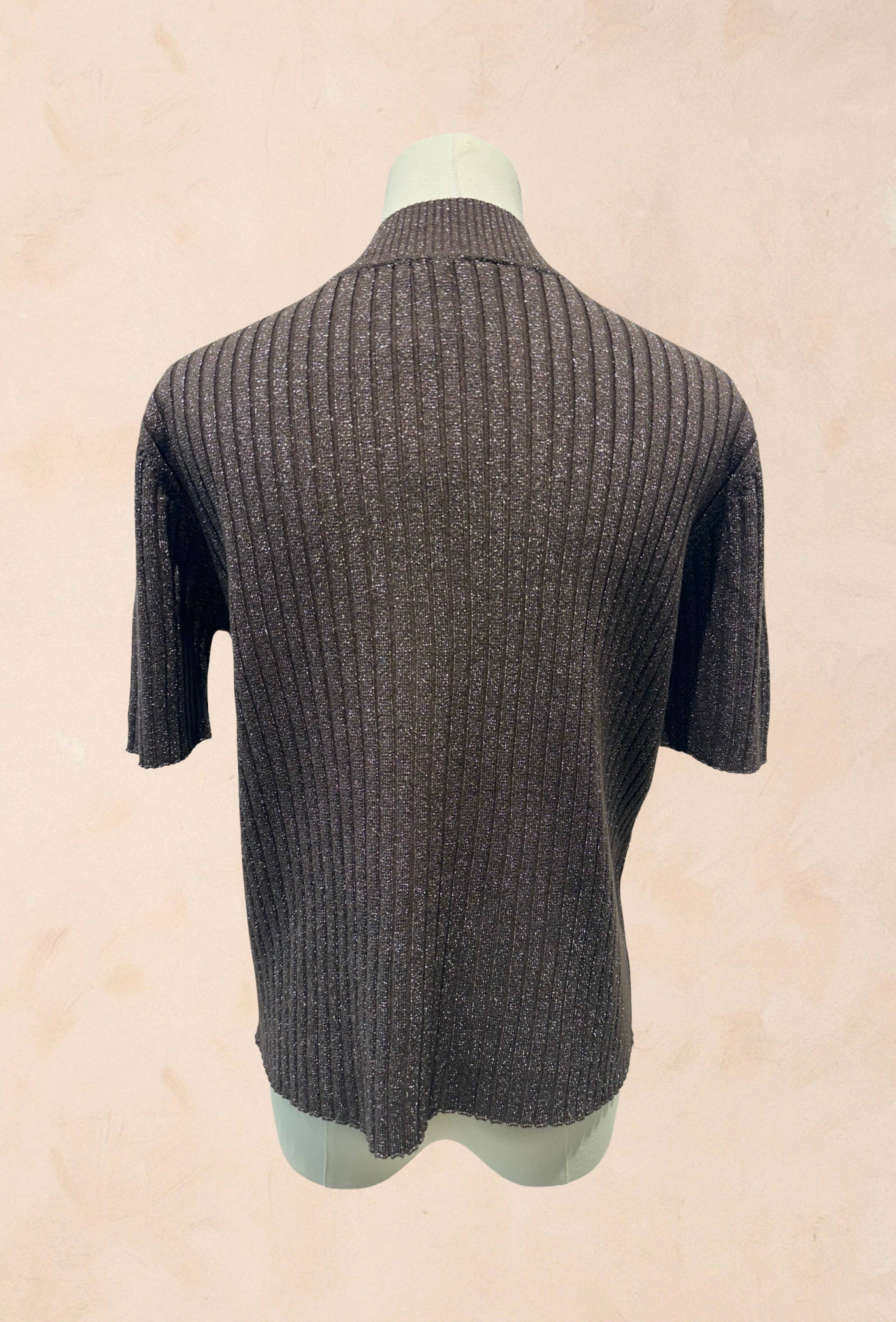 Pull Manches Courtes Côtelé Fils Lurex VISCOSE