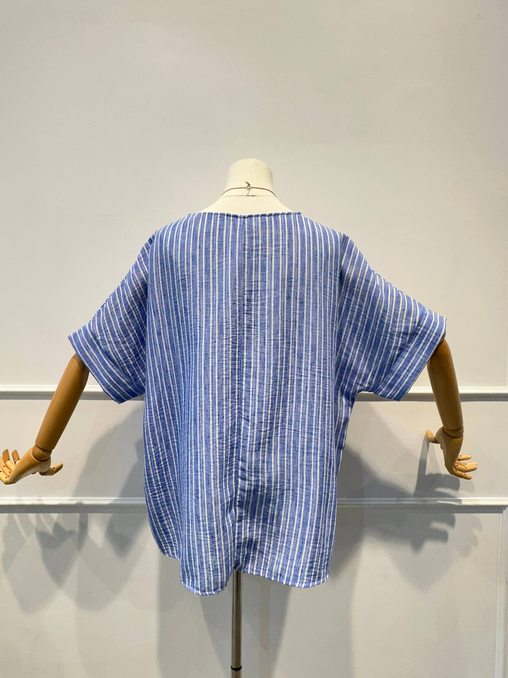 Blouse Haut Ample Rayé en Tissu Texturé