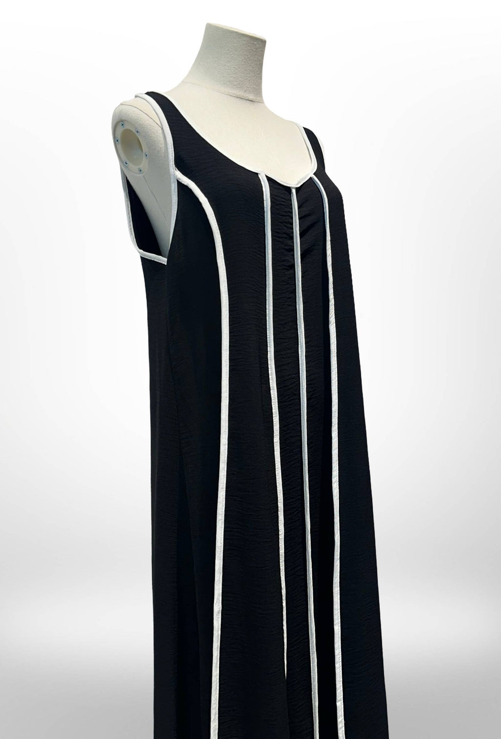 Robe Longue Sans Manches à Rayures Contrastées