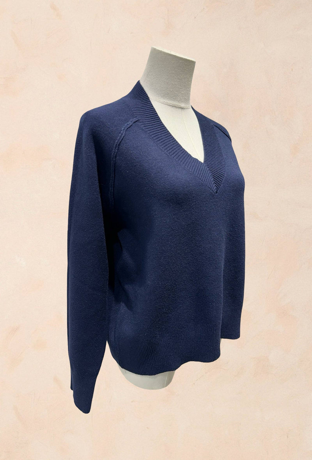 Pull manches longues maille col V côtelé Viscose