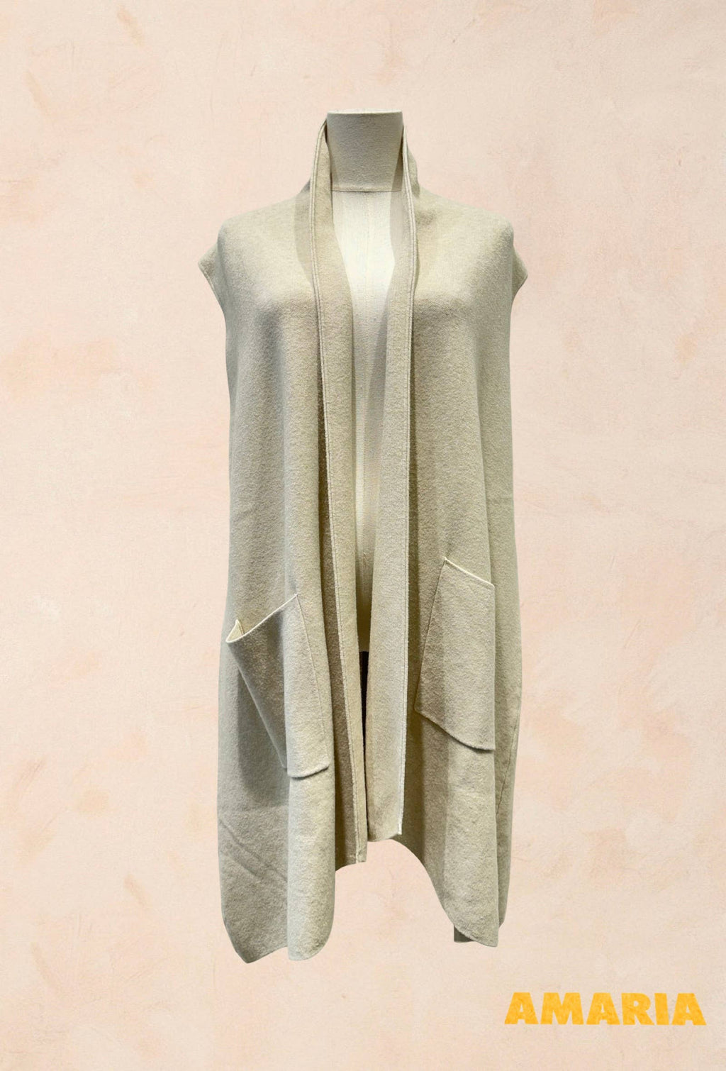 Gilet long sans manches à poches Viscose