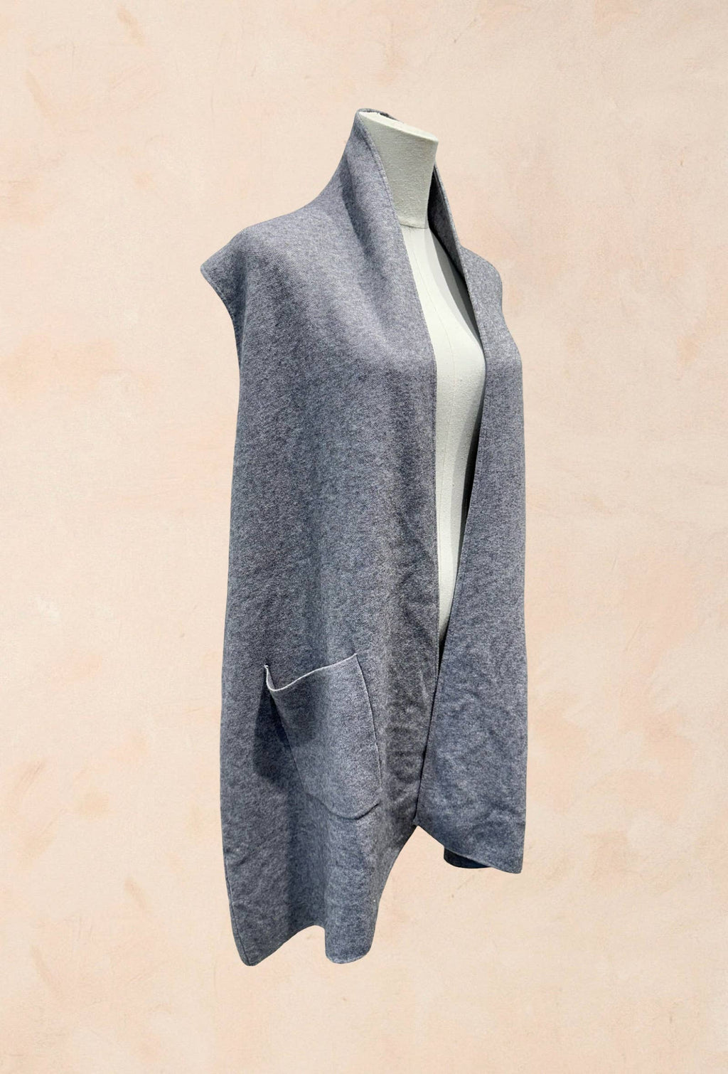 Gilet long sans manches à poches Viscose