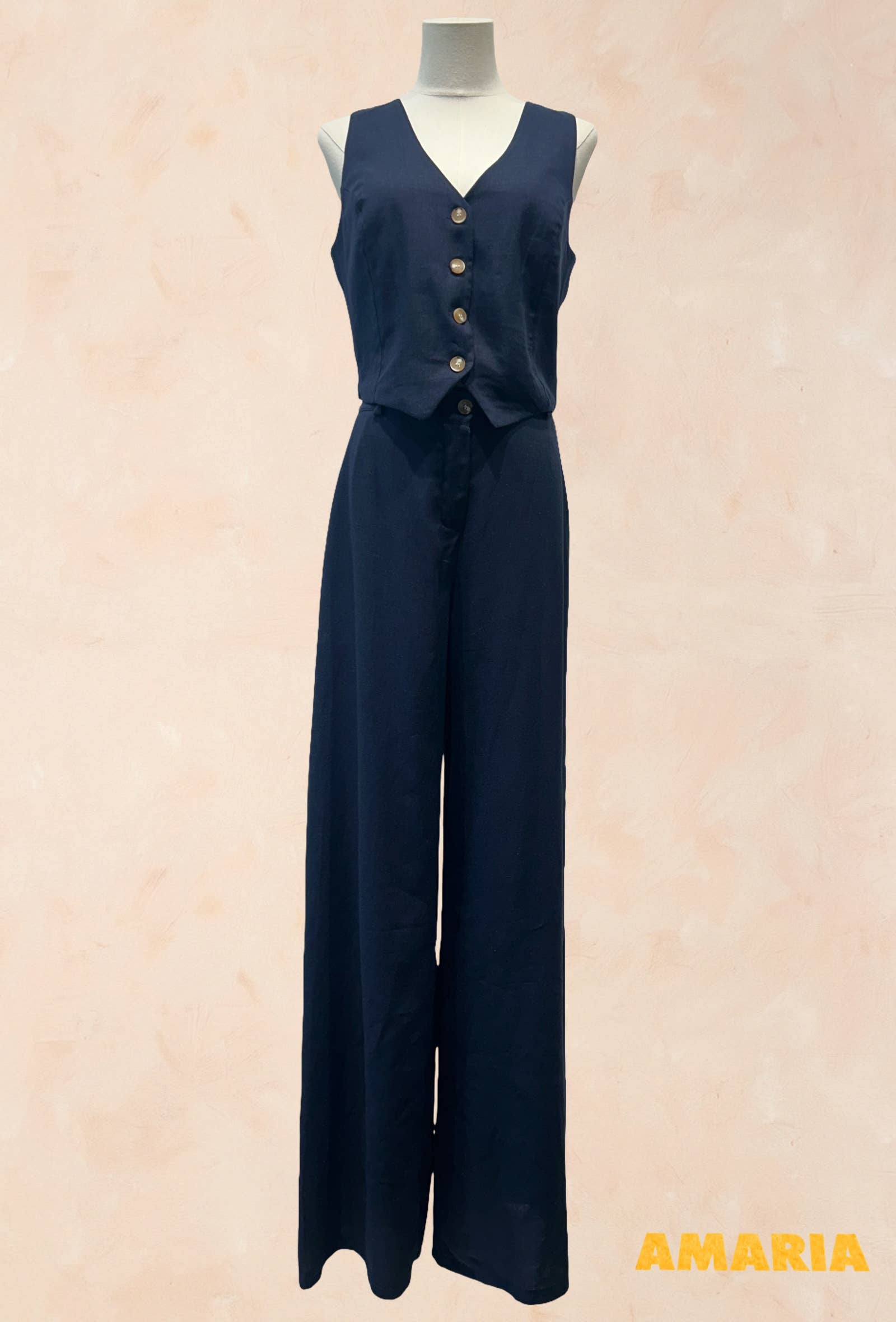 Ensemble Gilet et Pantalon Large Femme VISCOSE LIN