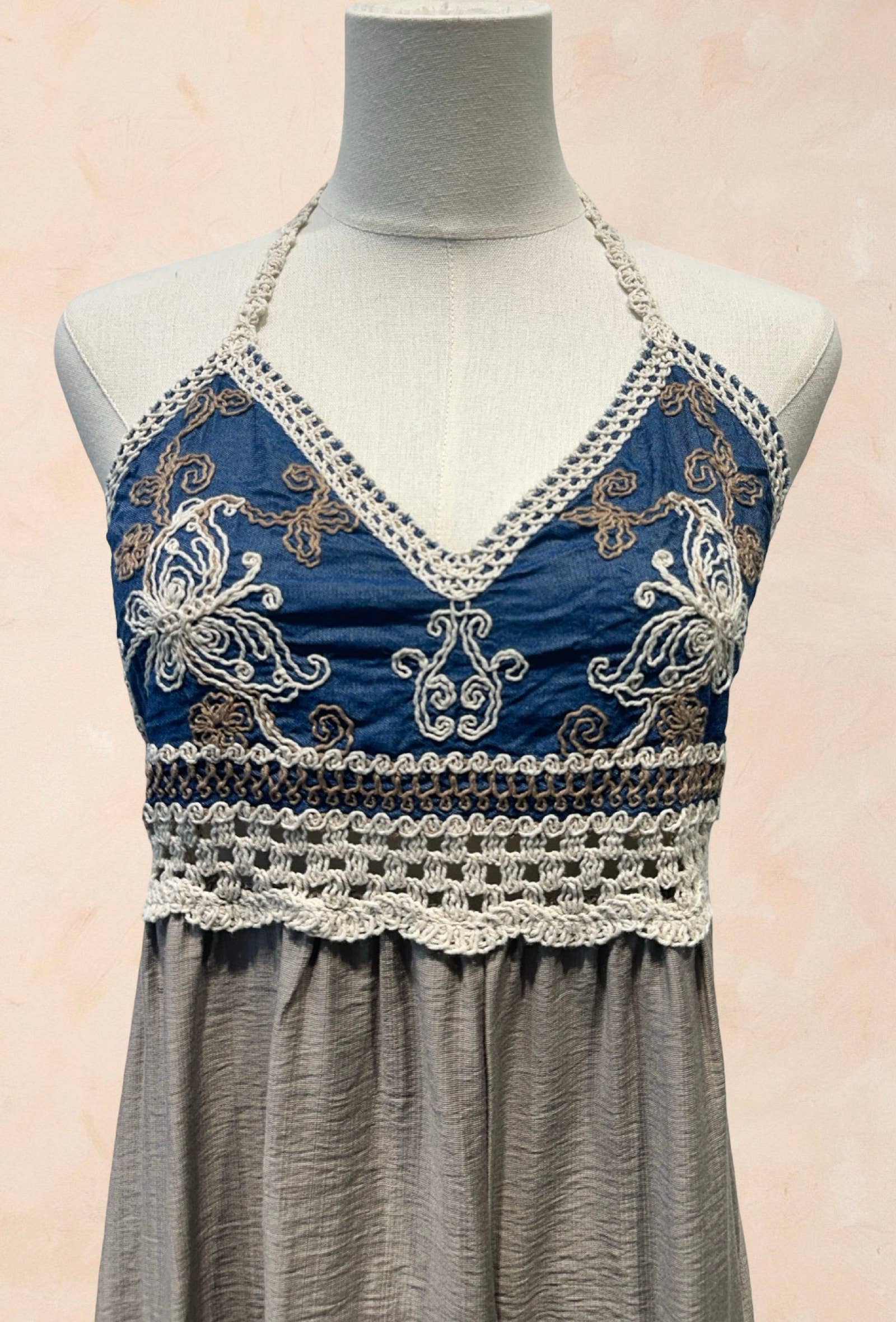 Robe mi longue bohème à dos nu Viscose
