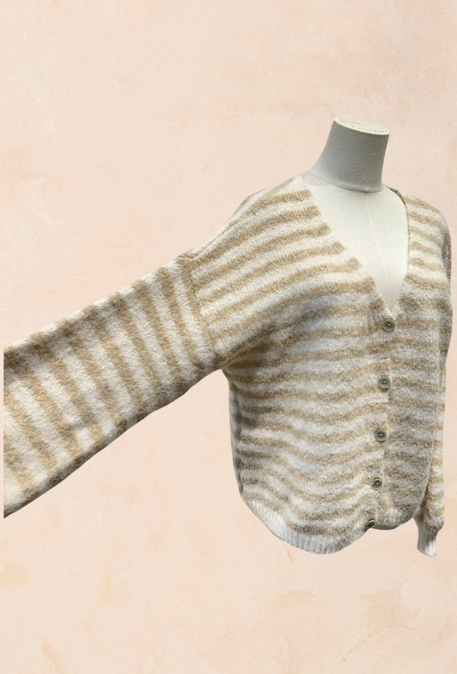 Gilet rayé oversize en maille douce LAINE