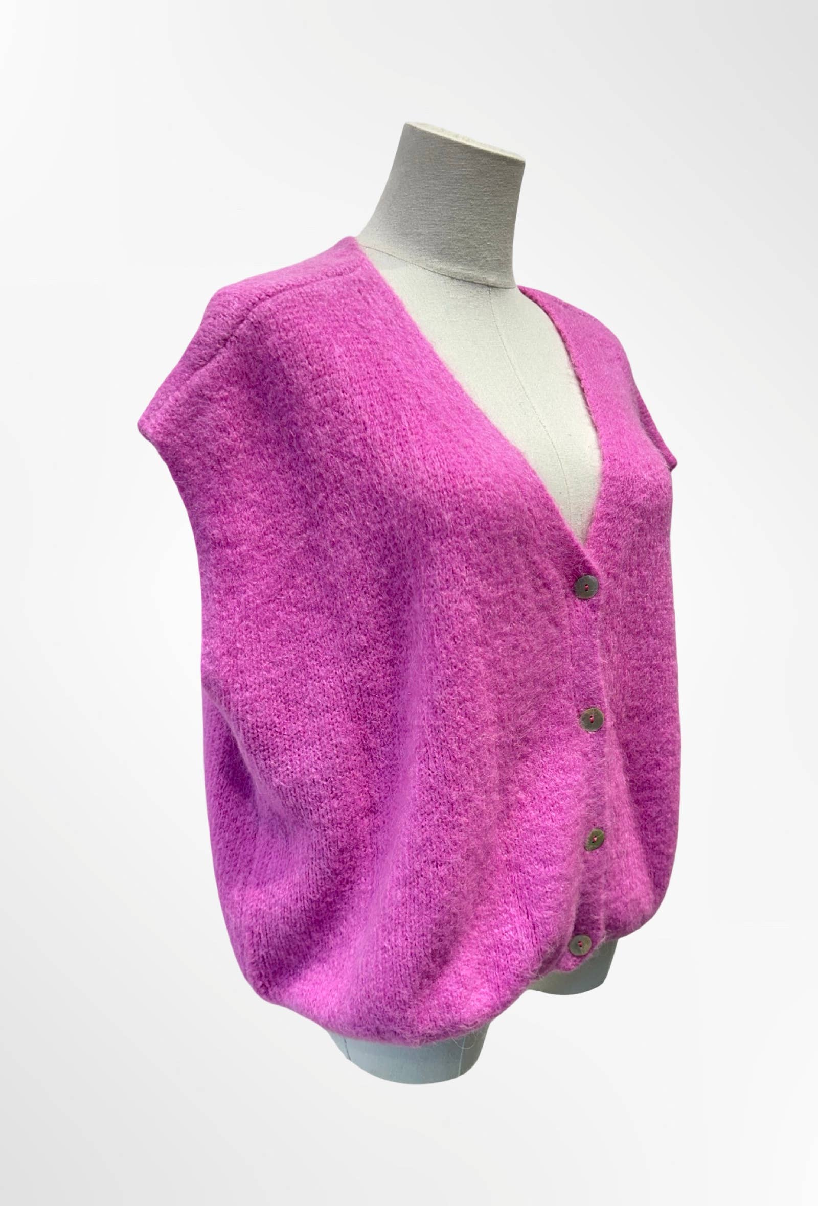 Gilet Sans Manches – Maille Douce Boutons ALPAGA