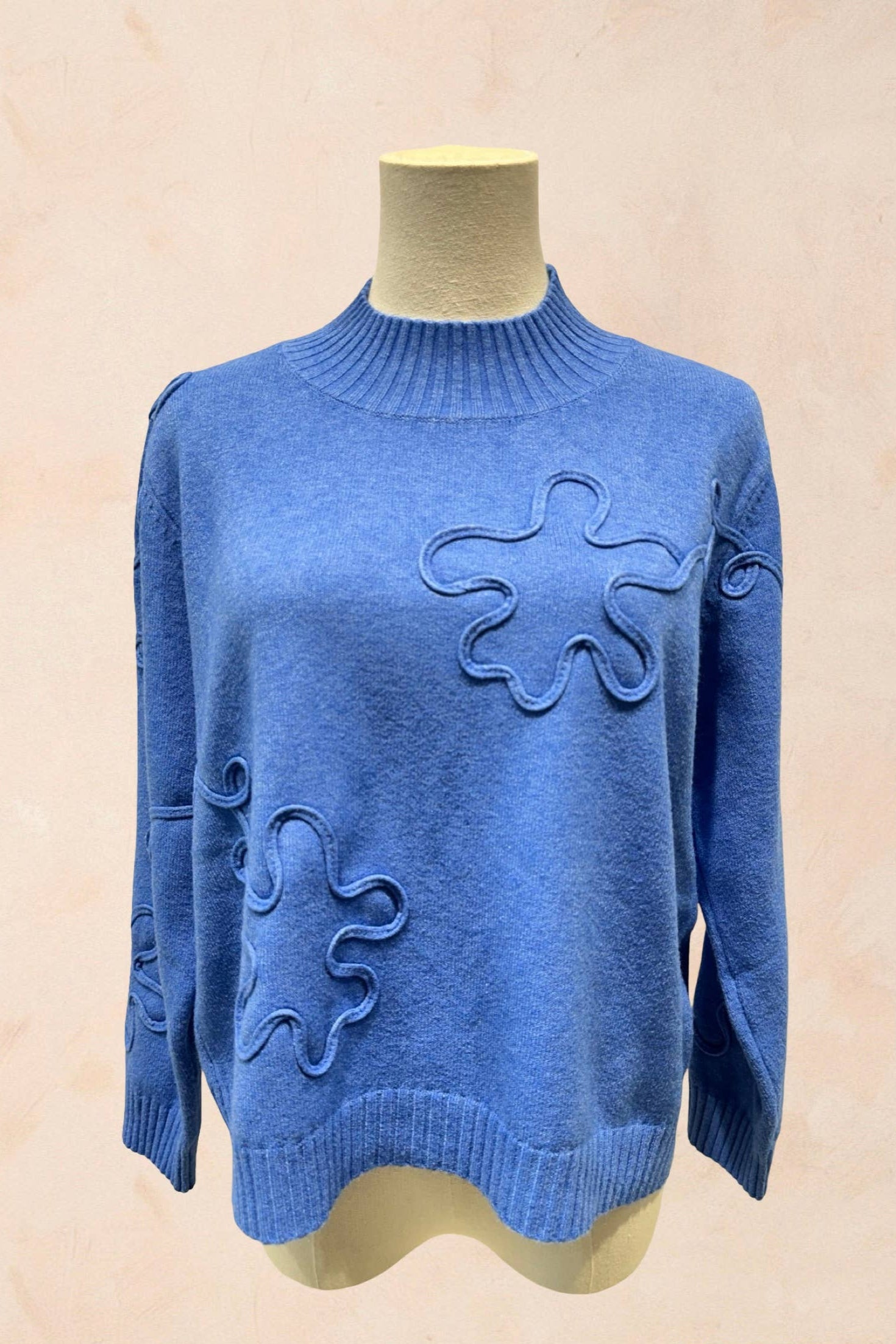 Pull Manches Longues à Motifs Reliefs Abstraits