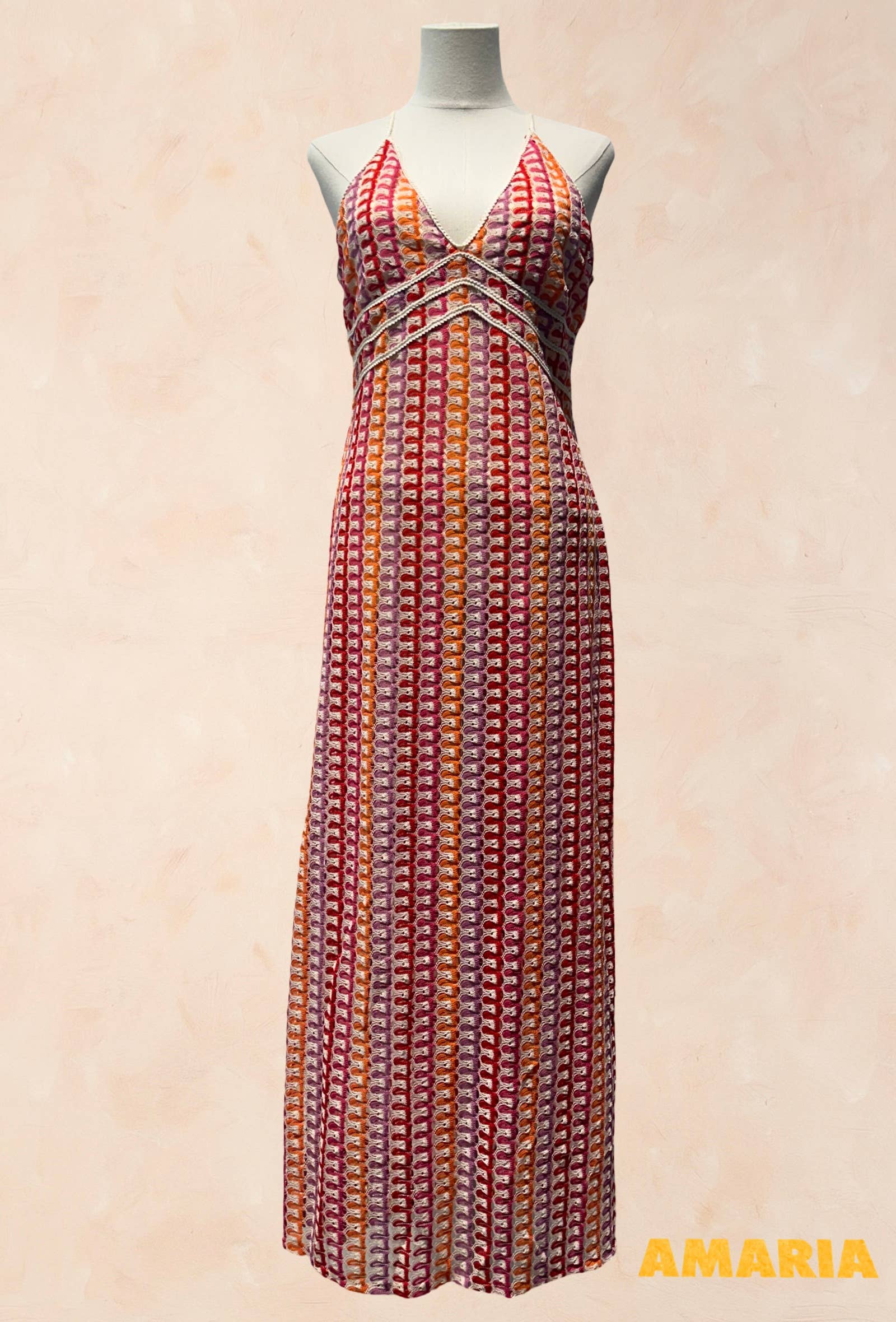 Robe longue crochet multicolore