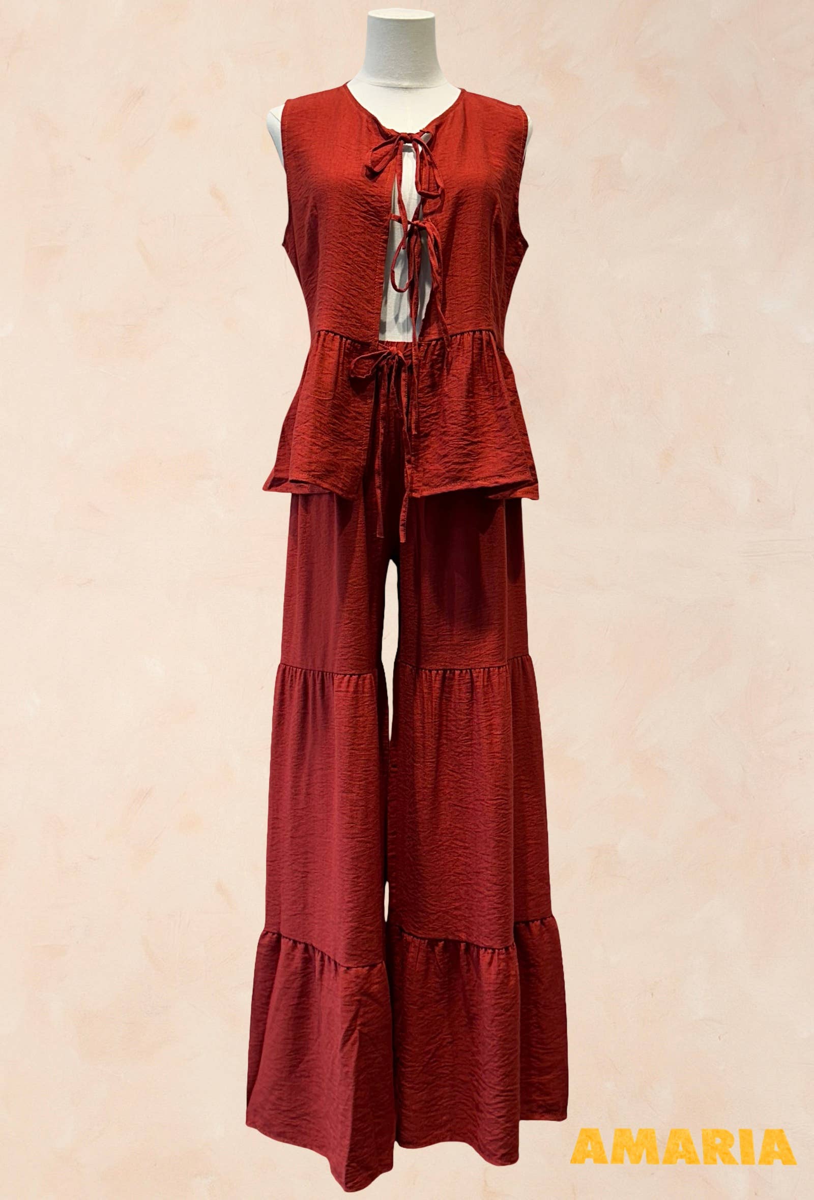 Ensemble fluide pantalon gilet sans manches –