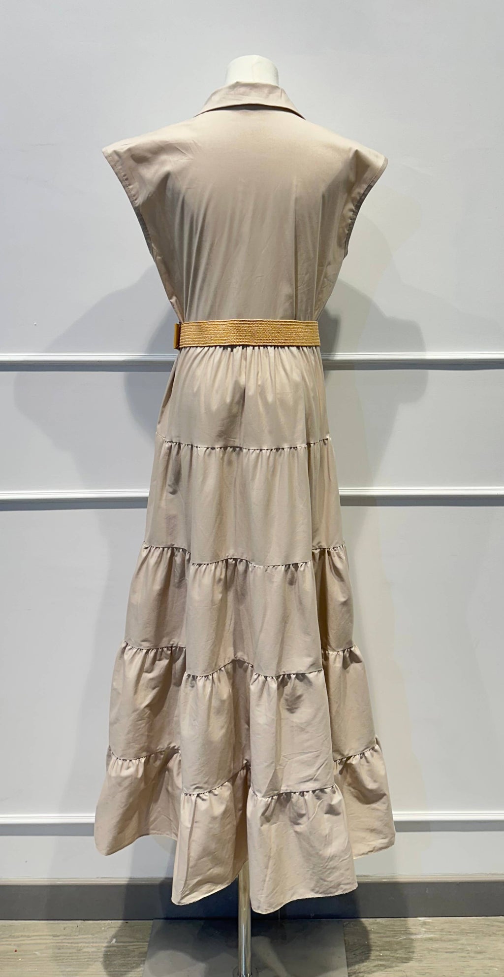 Robe longue sans manches ceinture Coton
