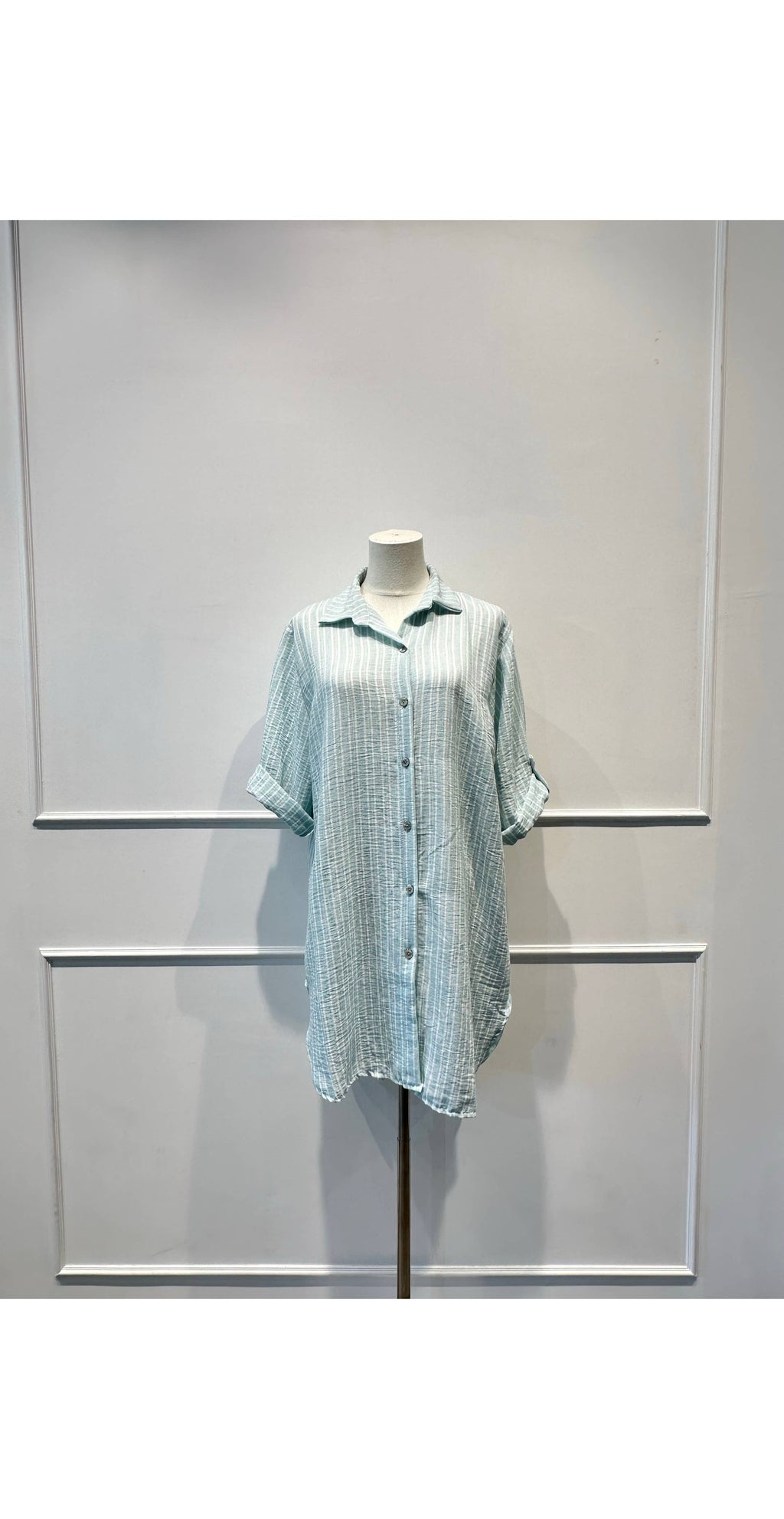 Chemise longue légère à rayures bleu et blanc