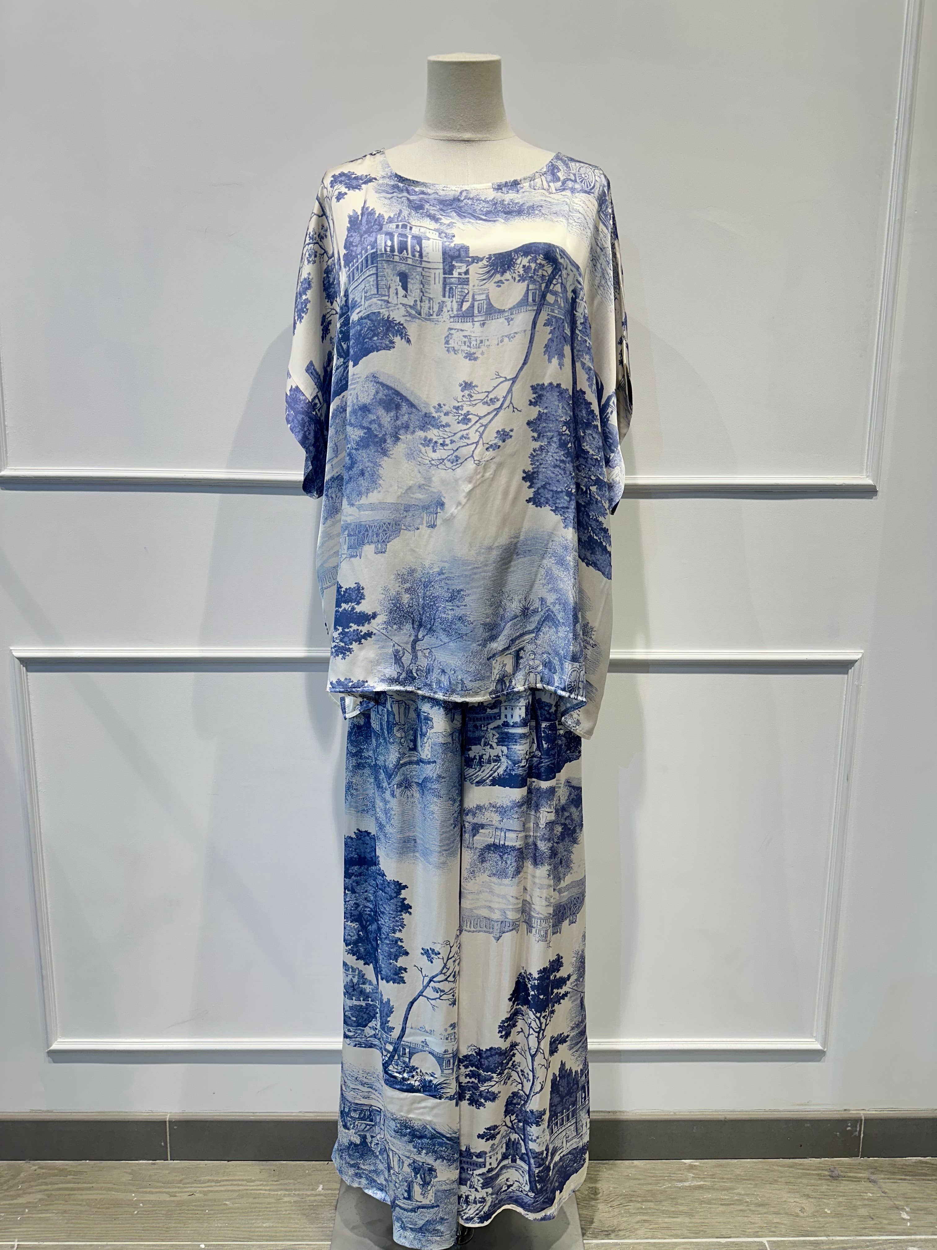 Ensemble fluide imprimé toile de Jouy % VISCOSE