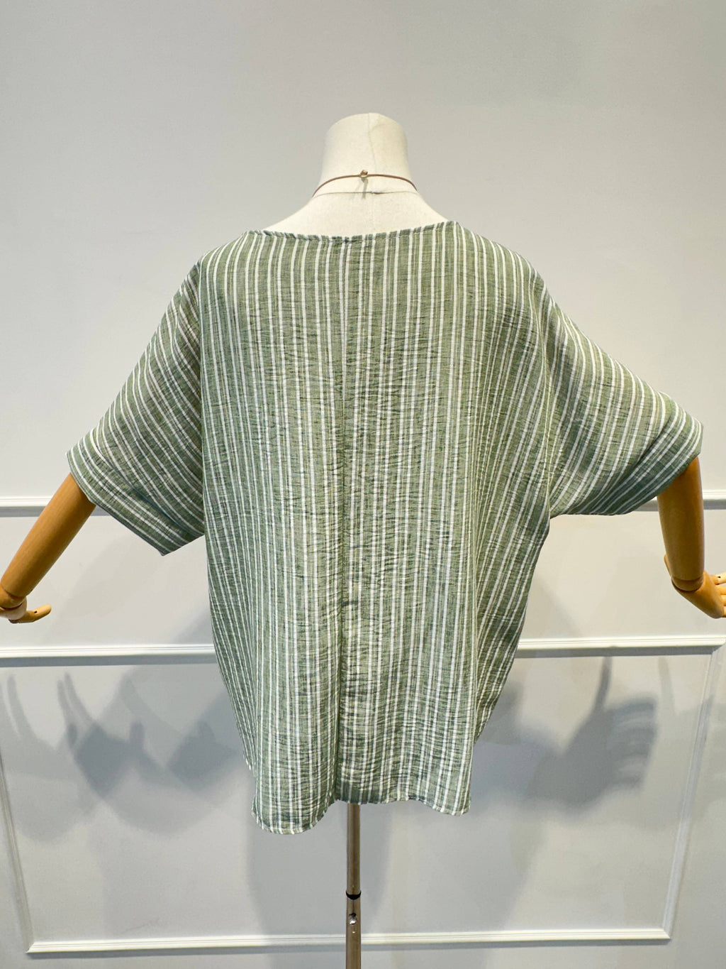 Blouse Haut Ample Rayé en Tissu Texturé