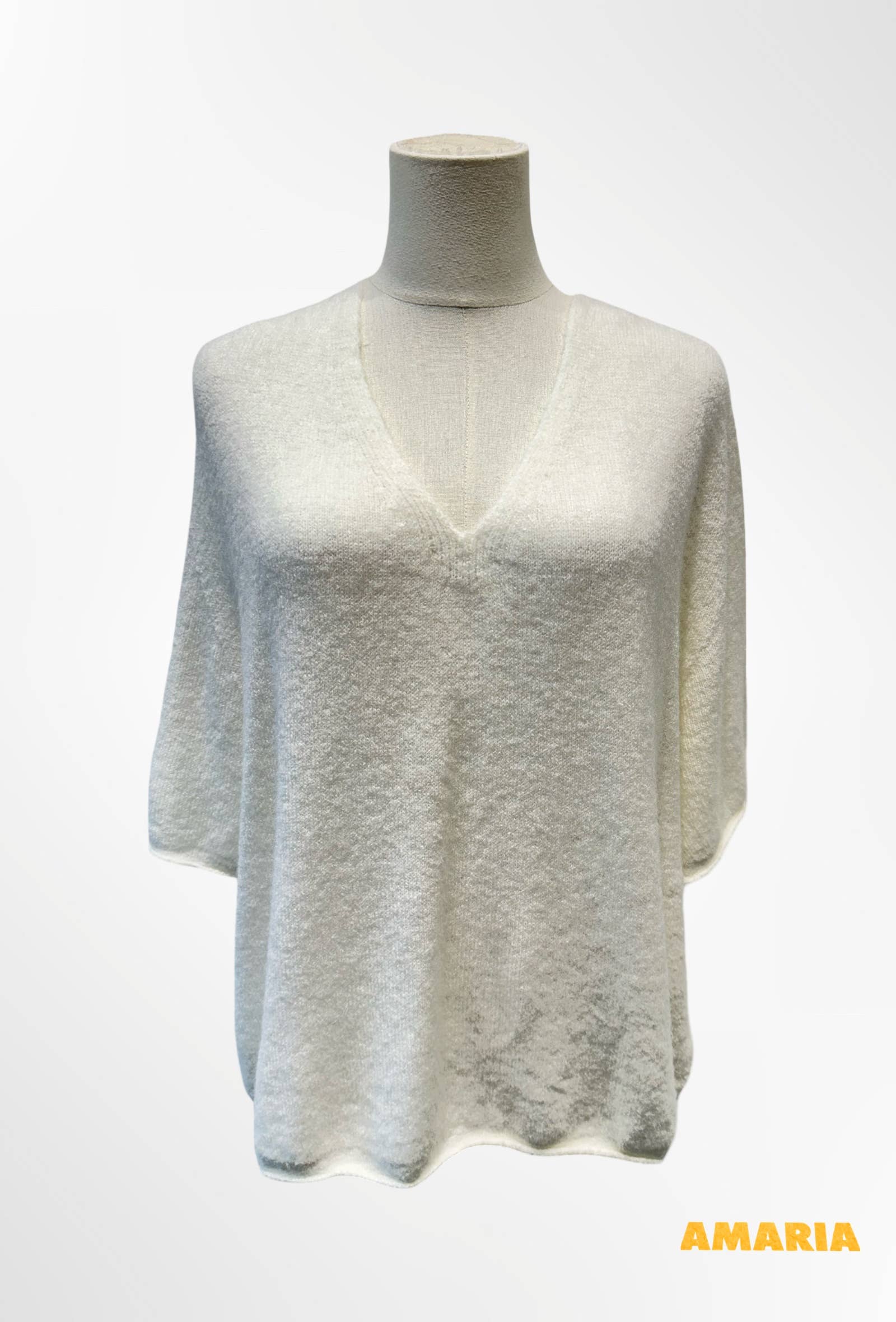 Pull col V manches courtes ALPAGA/ LAINE