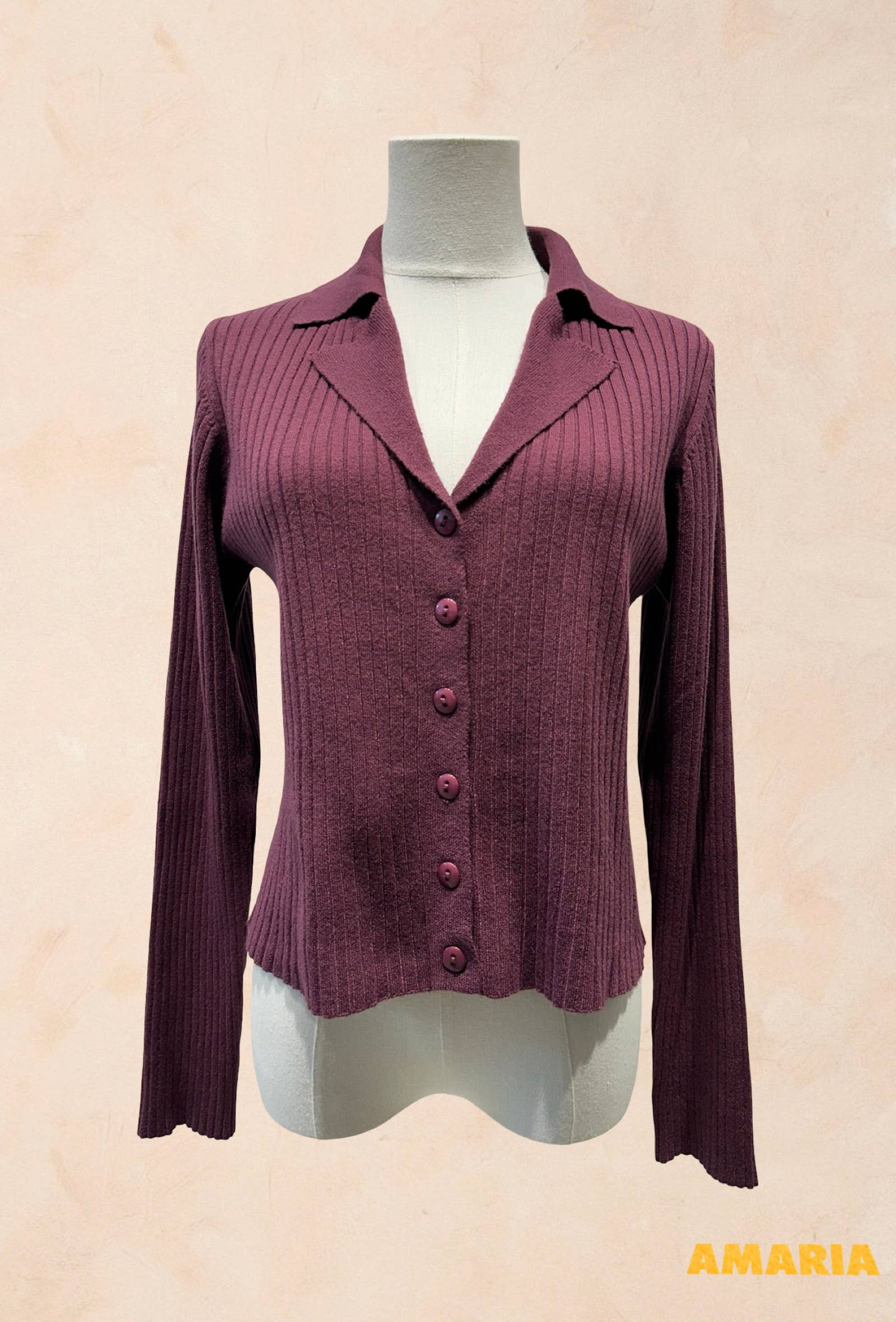 Gilet Boutonné Côtelé à Col Tailleur VISCOSE
