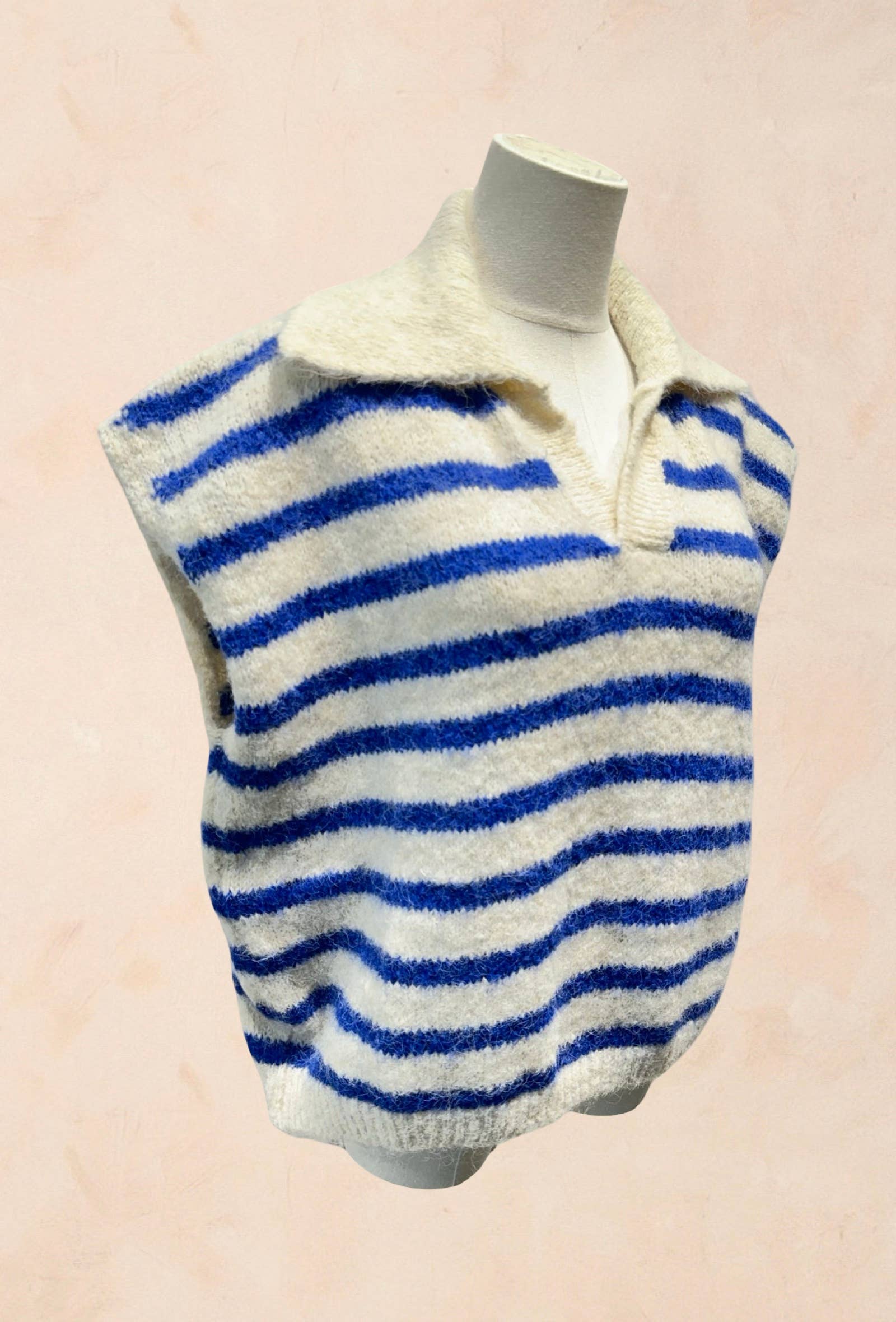 Pull sans manches à rayures avec col LAINE