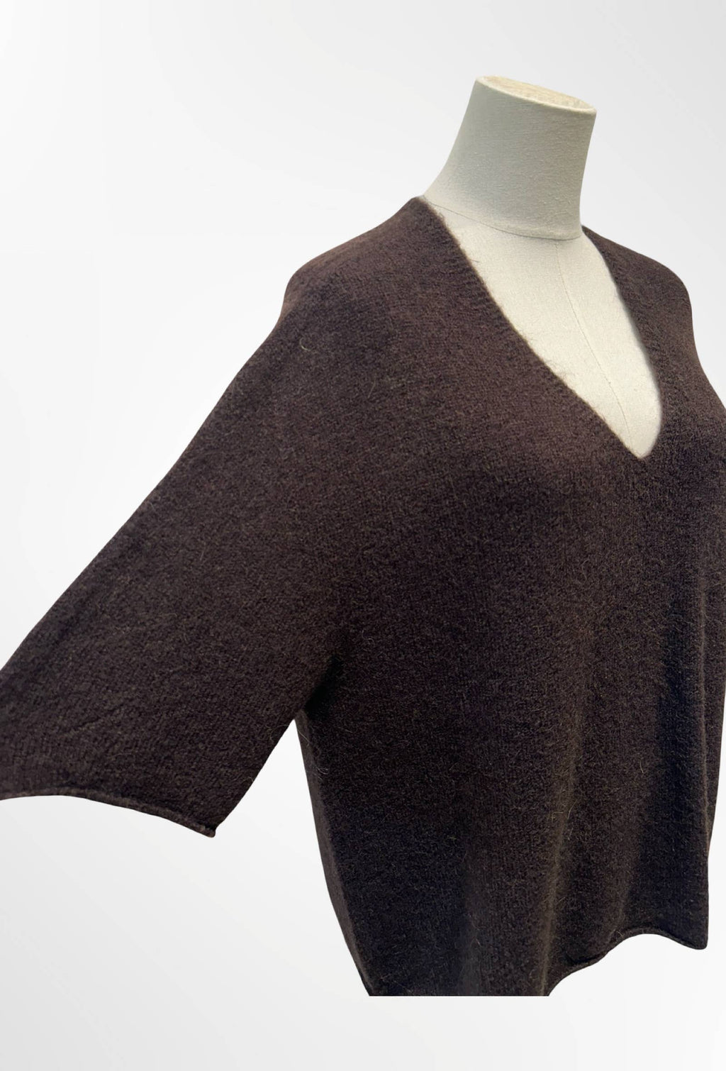 Pull col V manches courtes ALPAGA/ LAINE