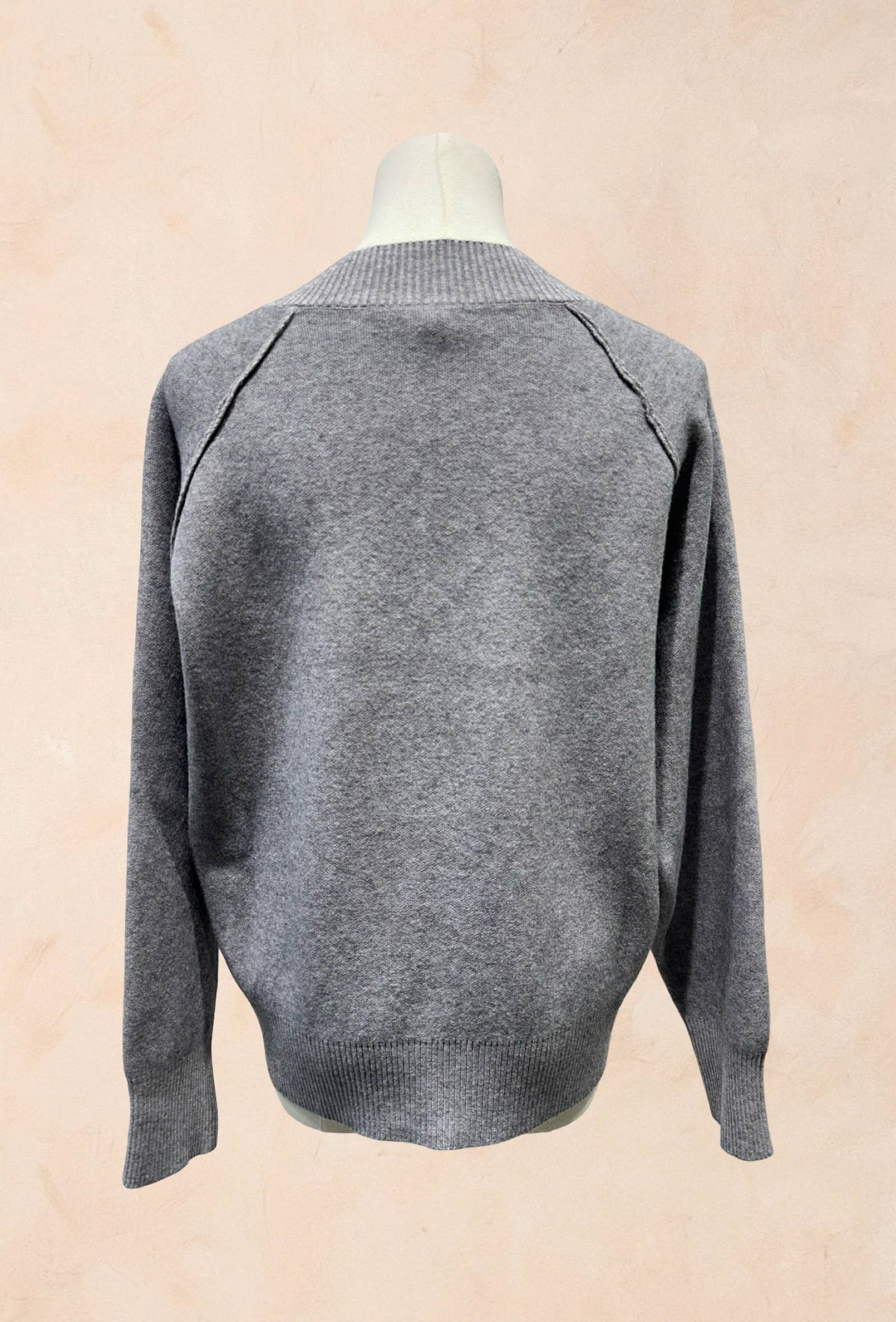 Pull manches longues maille col V côtelé Viscose