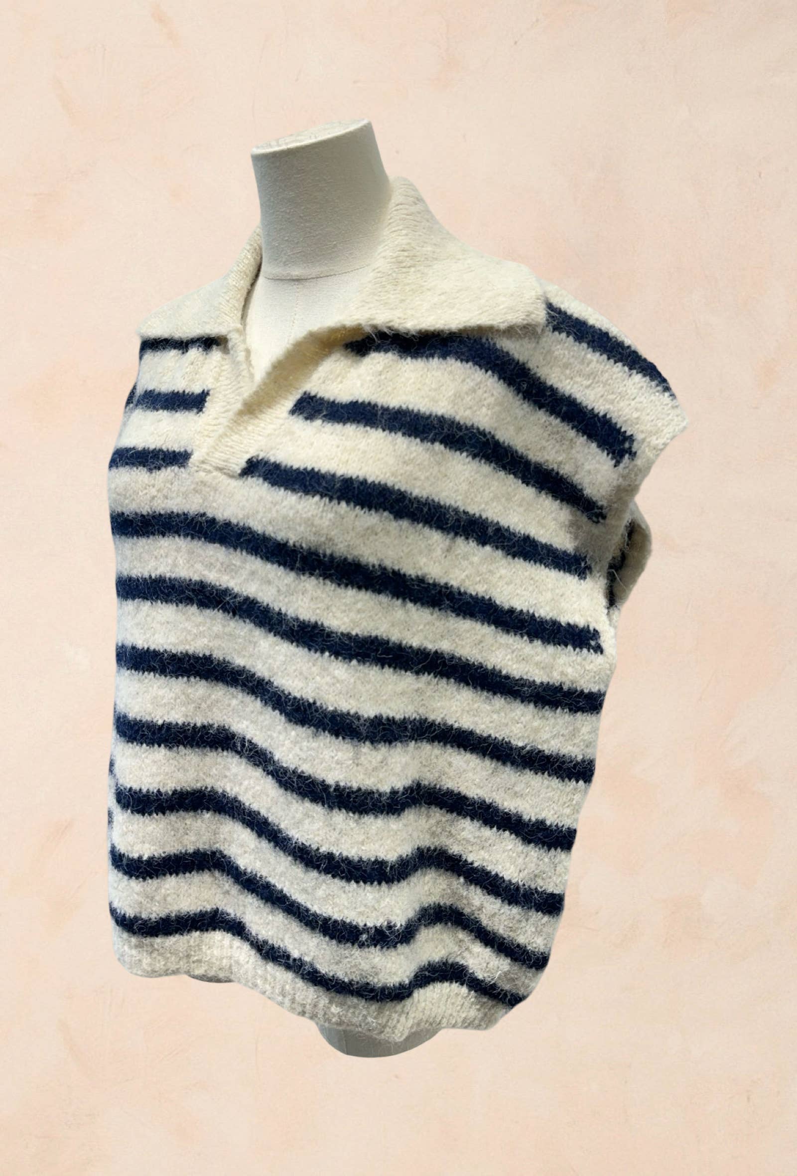 Pull sans manches à rayures avec col LAINE