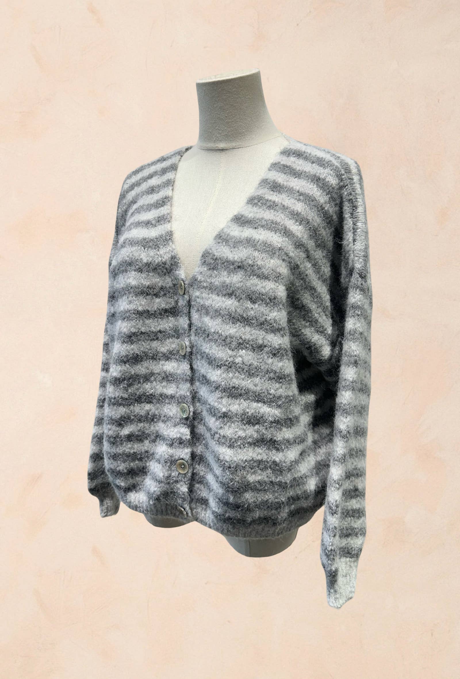 Gilet rayé oversize en maille douce LAINE