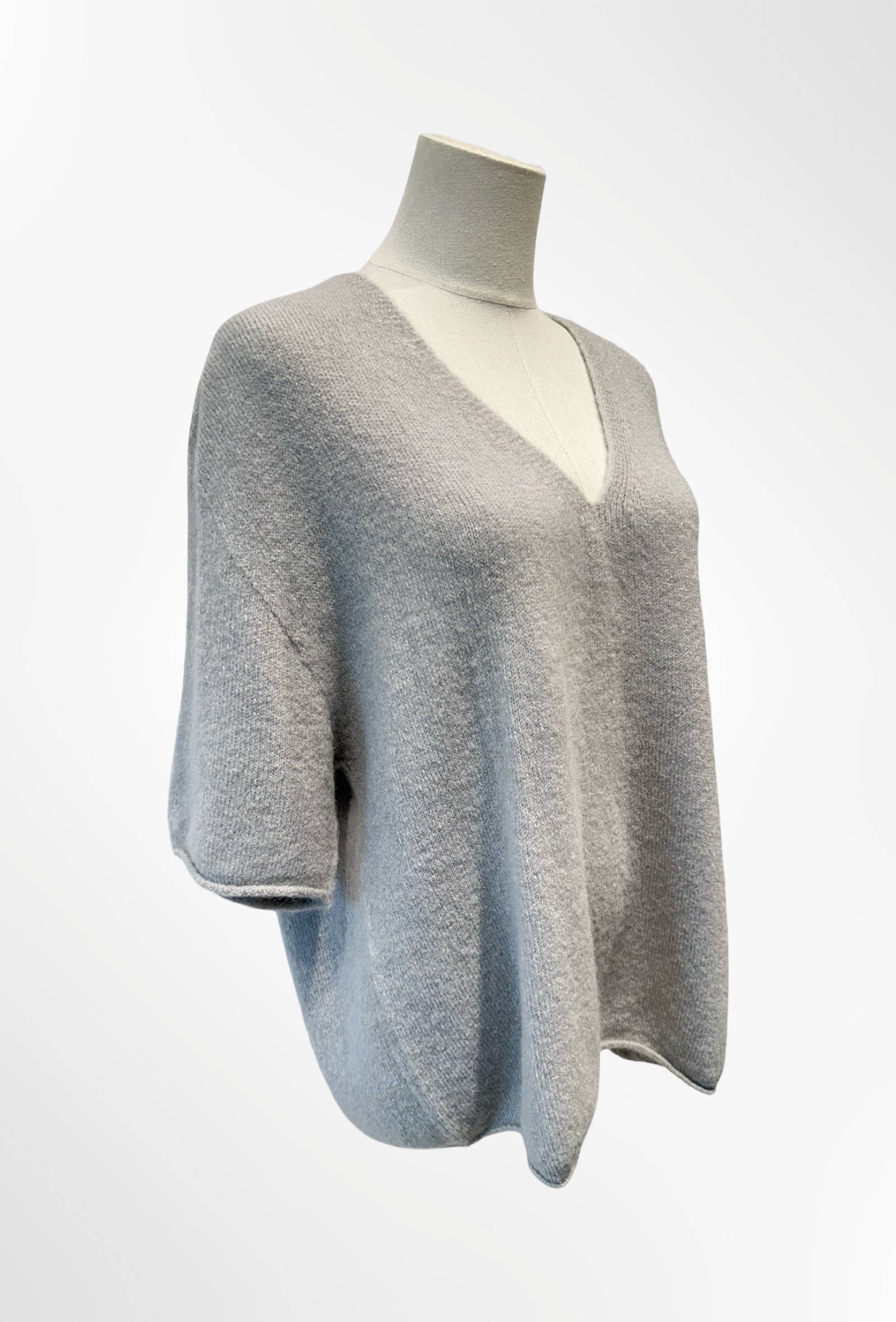 Pull col V manches courtes ALPAGA/ LAINE